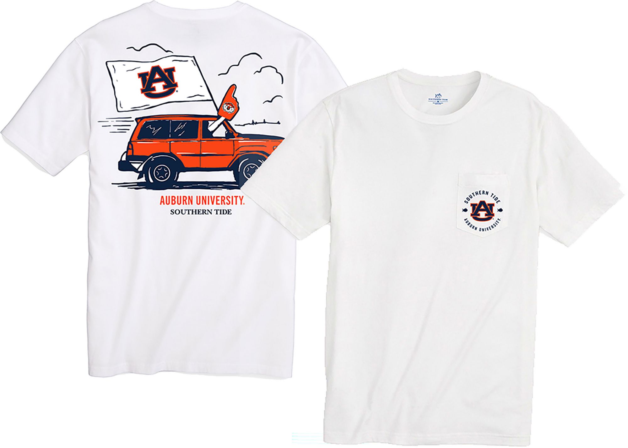 Southern Tide Men's Auburn Tigers White Foam Finger Short Sleeve T-Shirt