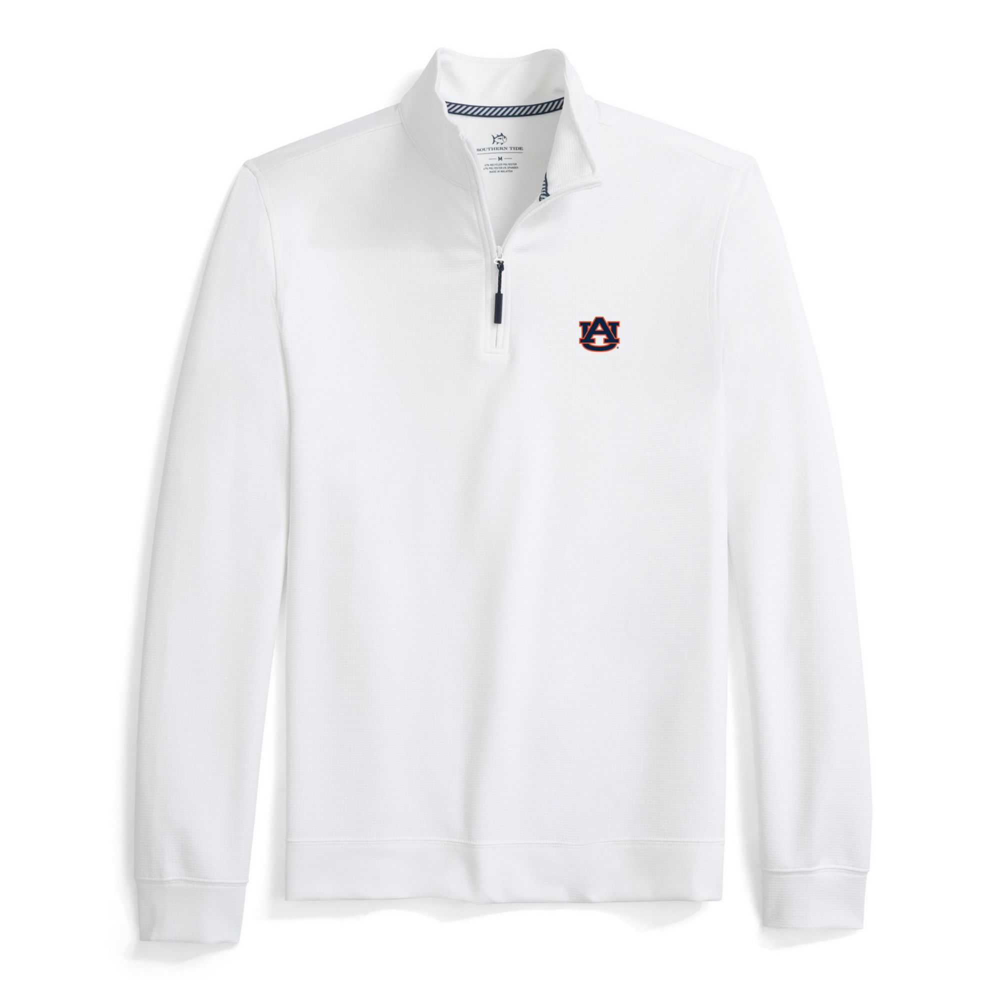 Southern Tide Men's Auburn Tigers White Schooner 1/4 Zip Jacket