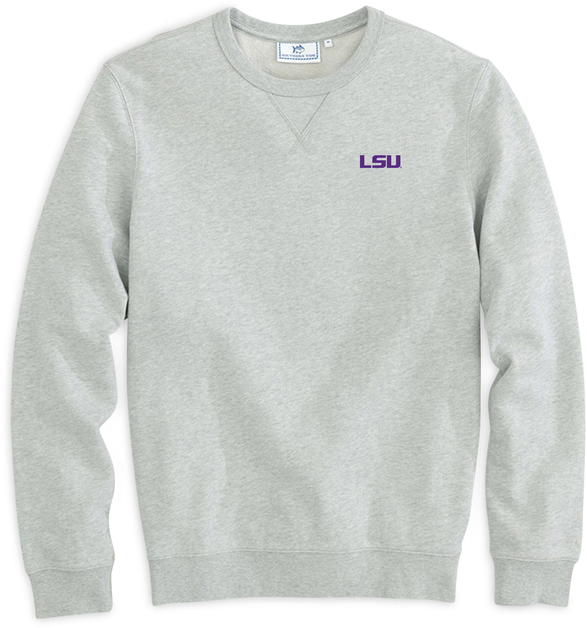 Southern Tide Men's LSU Tigers Grey Upper Deck Crew Pullover Sweatshirt