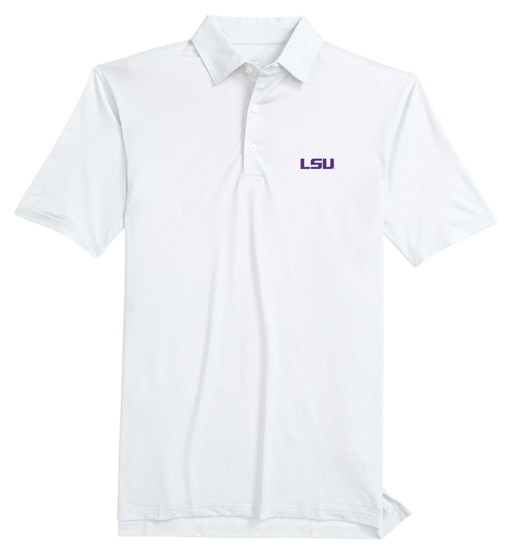 Southern Tide Men's LSU Tigers White Driver Geo Polo