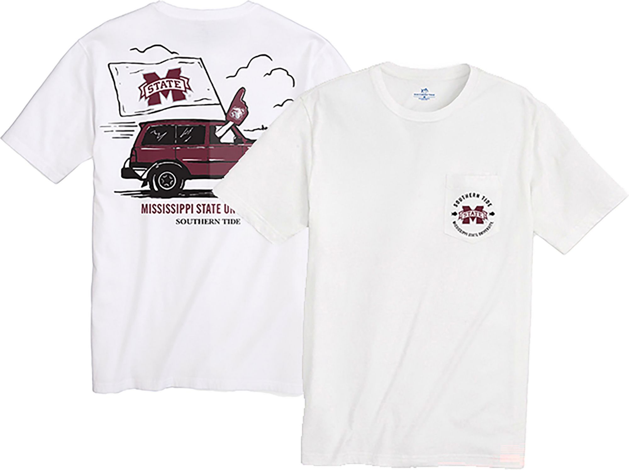 Southern Tide Men's Mississippi State Bulldogs White Foam Finger Short Sleeve T-Shirt