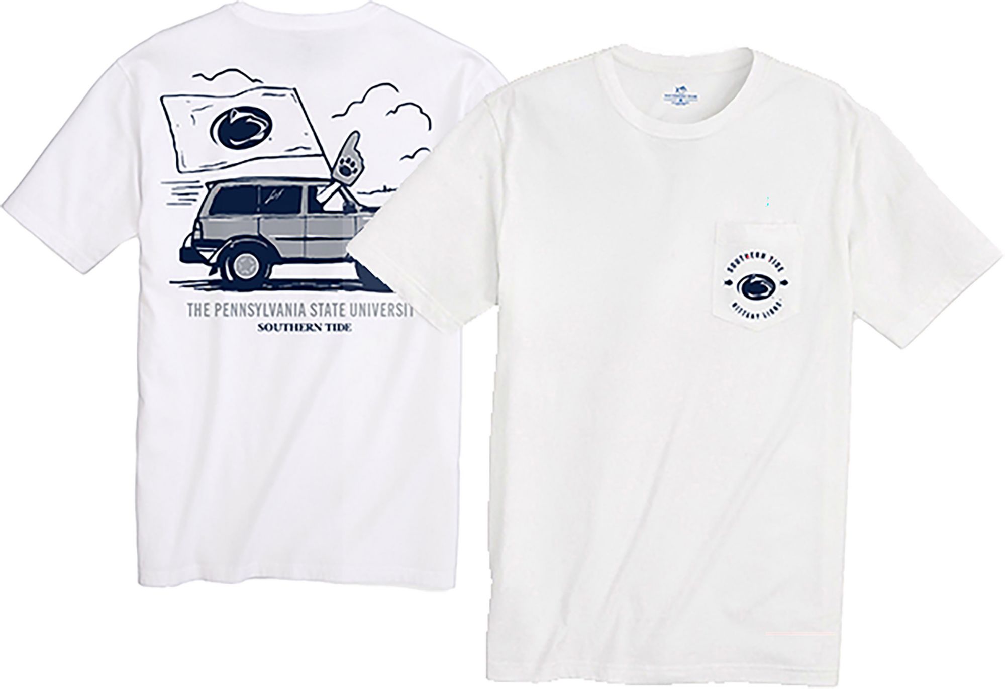 Southern Tide Men's Penn State Nittany Lions White Foam Finger Short Sleeve T-Shirt