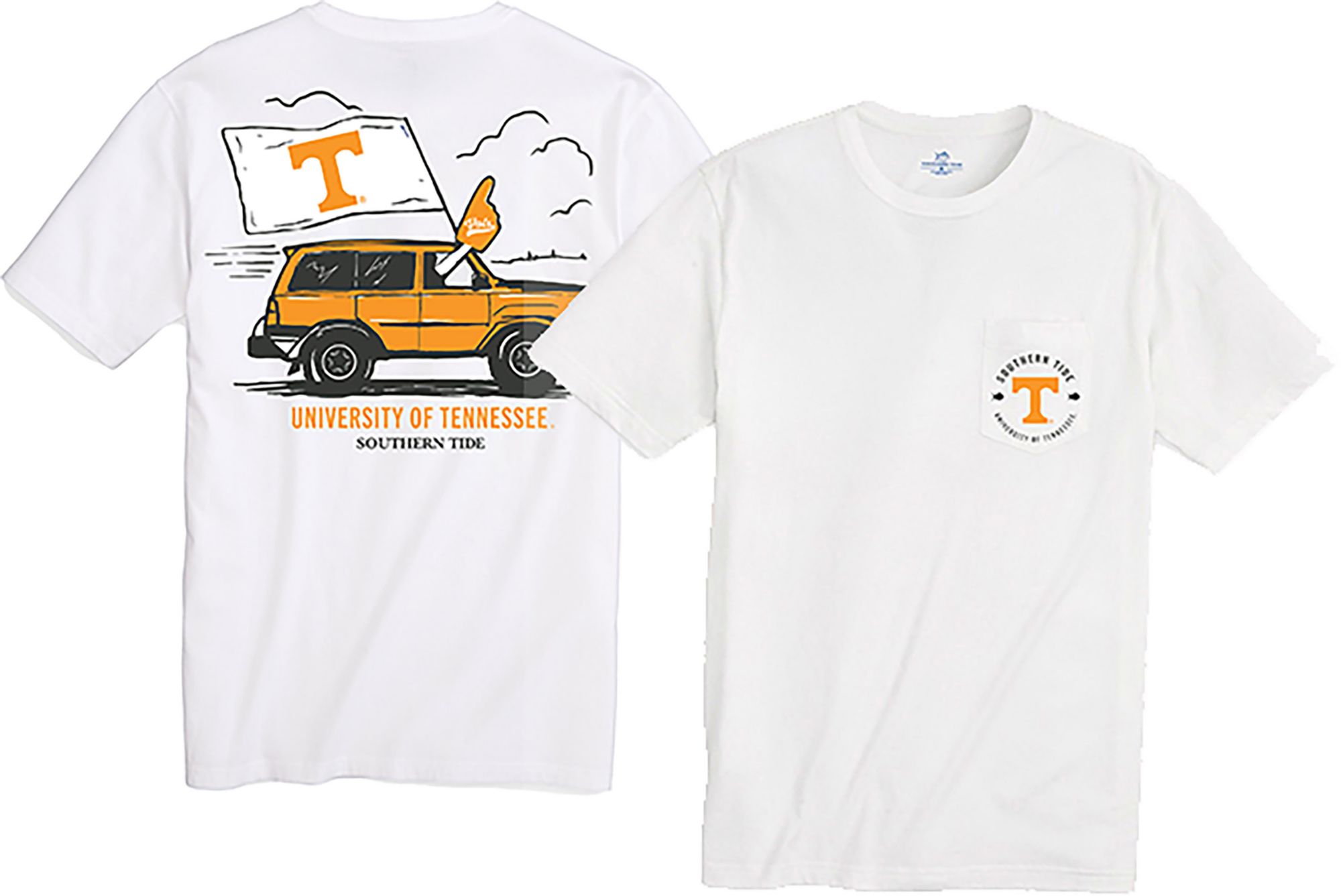 Southern Tide Men's Tennessee Volunteers White Foam Finger Short Sleeve T-Shirt