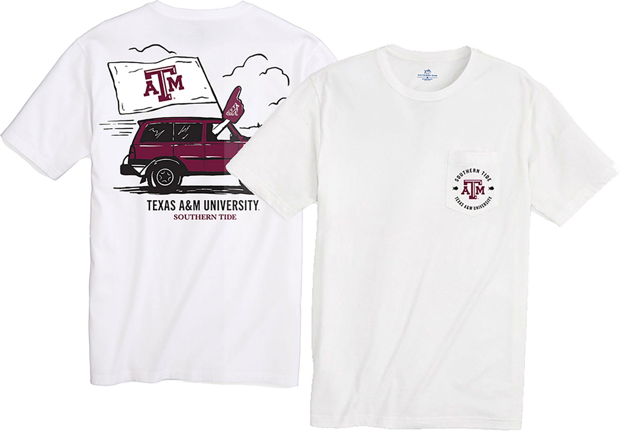 Southern Tide Men's Texas A&M Aggies White Foam Finger Short Sleeve T-Shirt