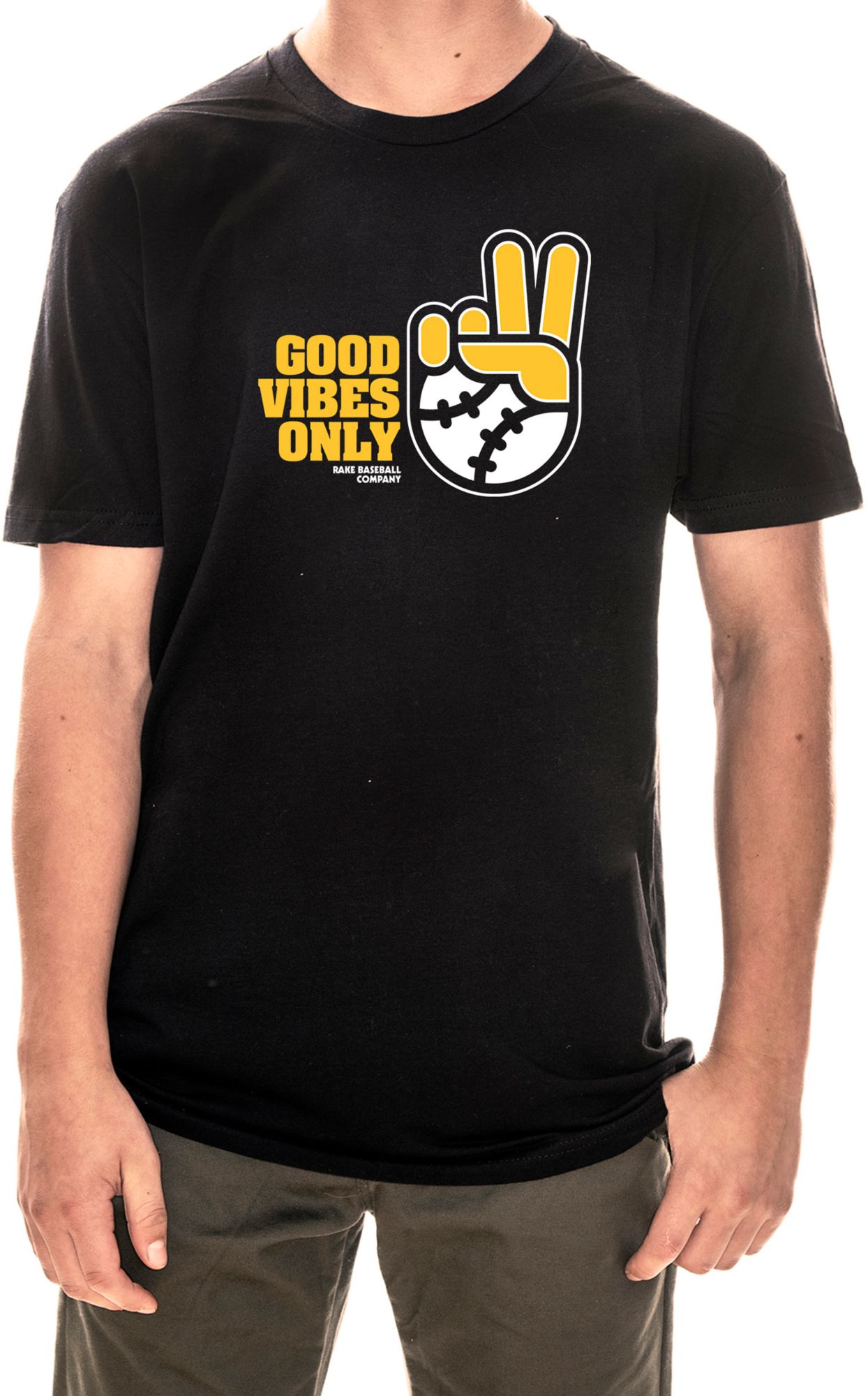 Rake Baseball Adult Good Vibes Only Tee