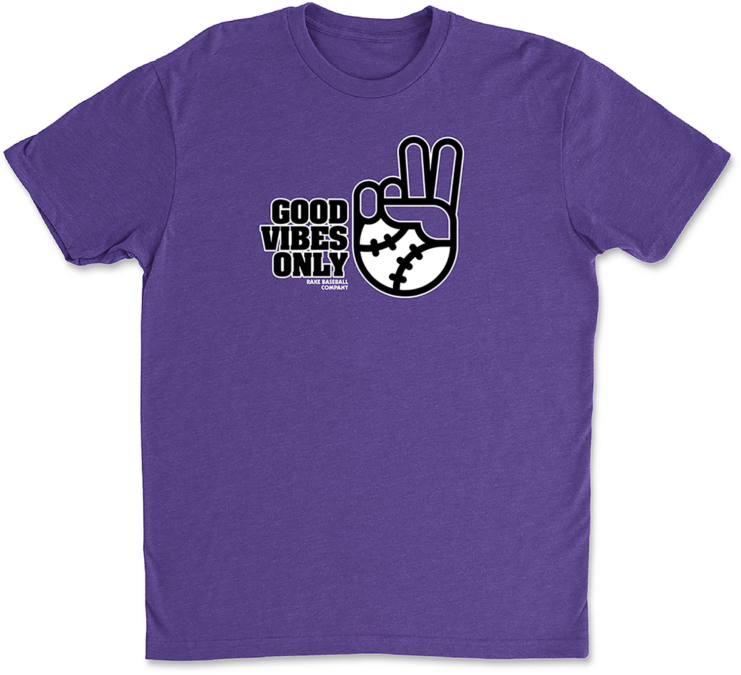 Rake Baseball Adult Good Vibes Only Tee
