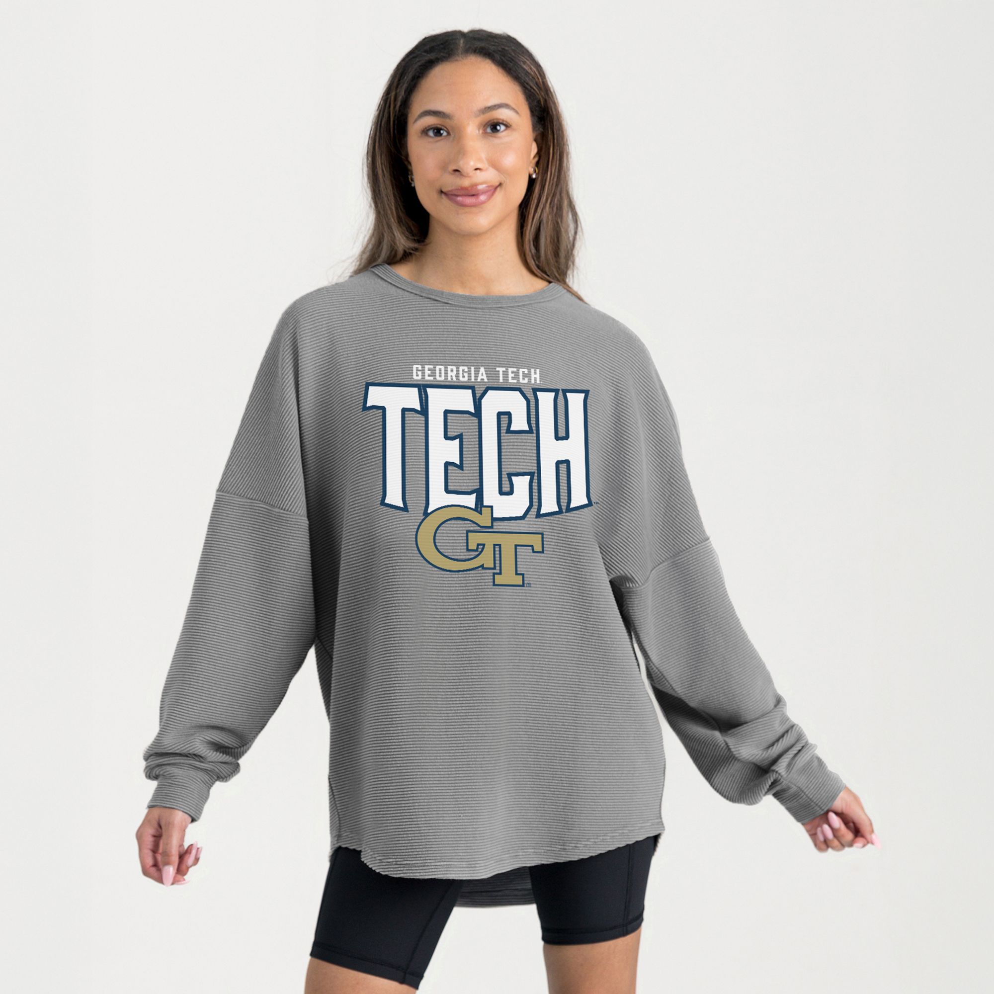 Gameday Couture Women's Georgia Bulldogs Gray Corded Crewneck Sweatshirt