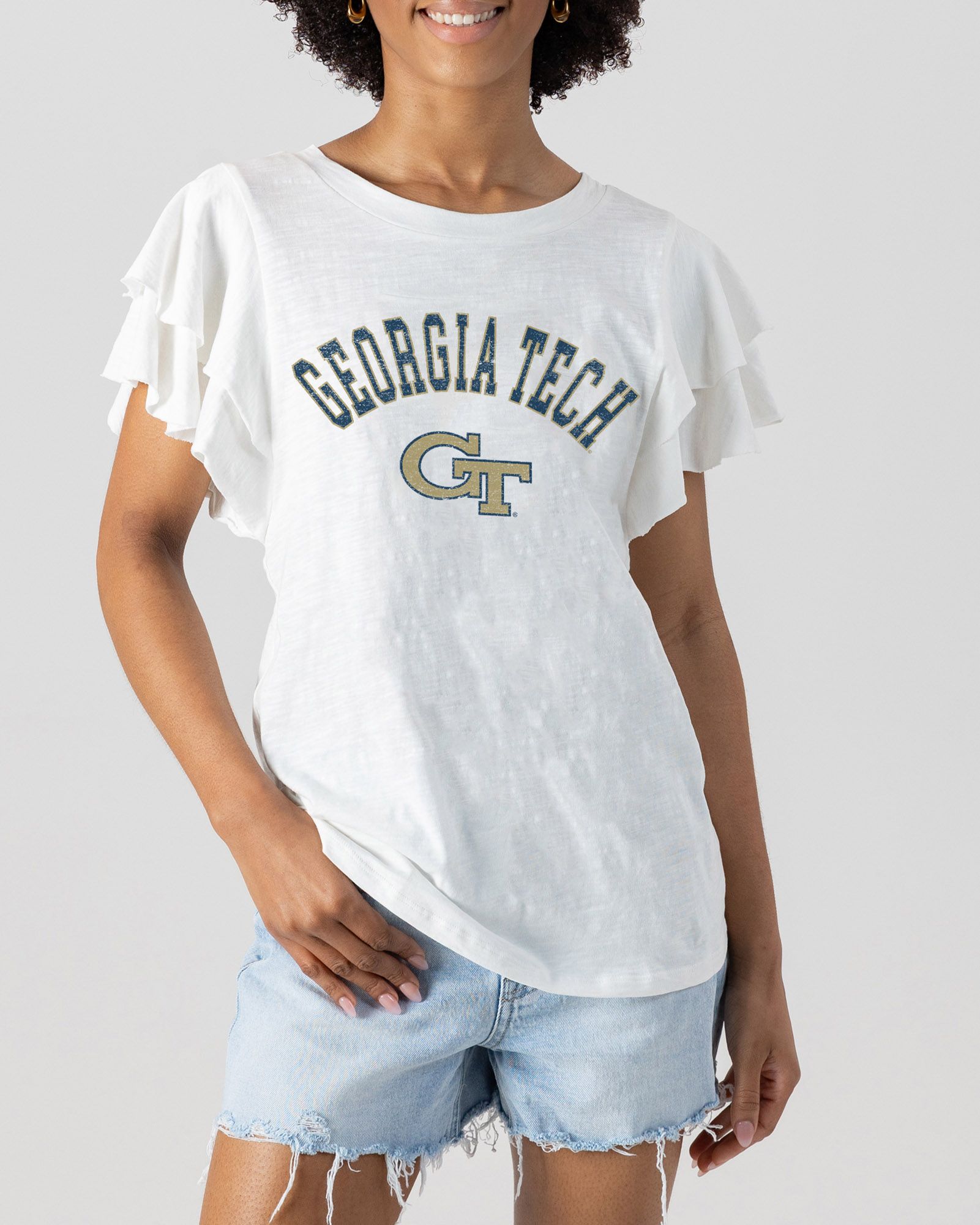 Gameday Couture Women's Georgia Tech Yellow Jackets White Flutter T-Shirt