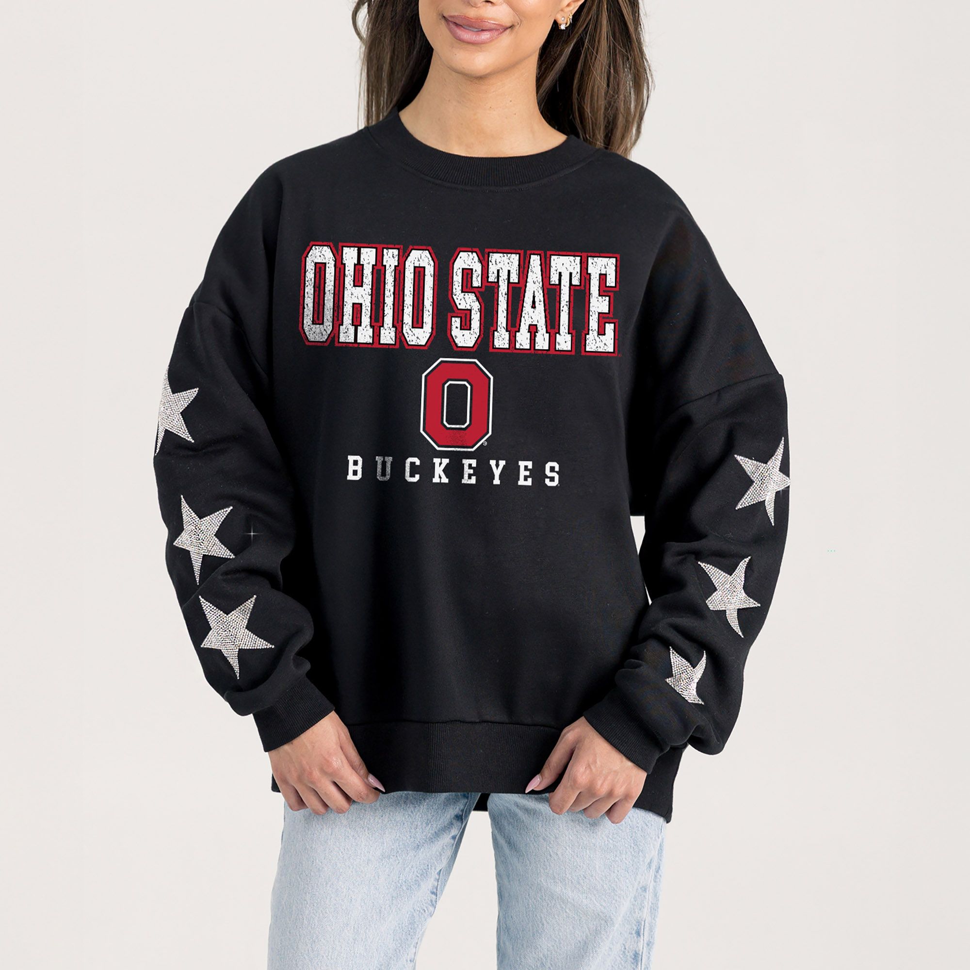 Gameday Couture Women's Ohio State Buckeyes Black Star Crew Pullover Sweatshirt