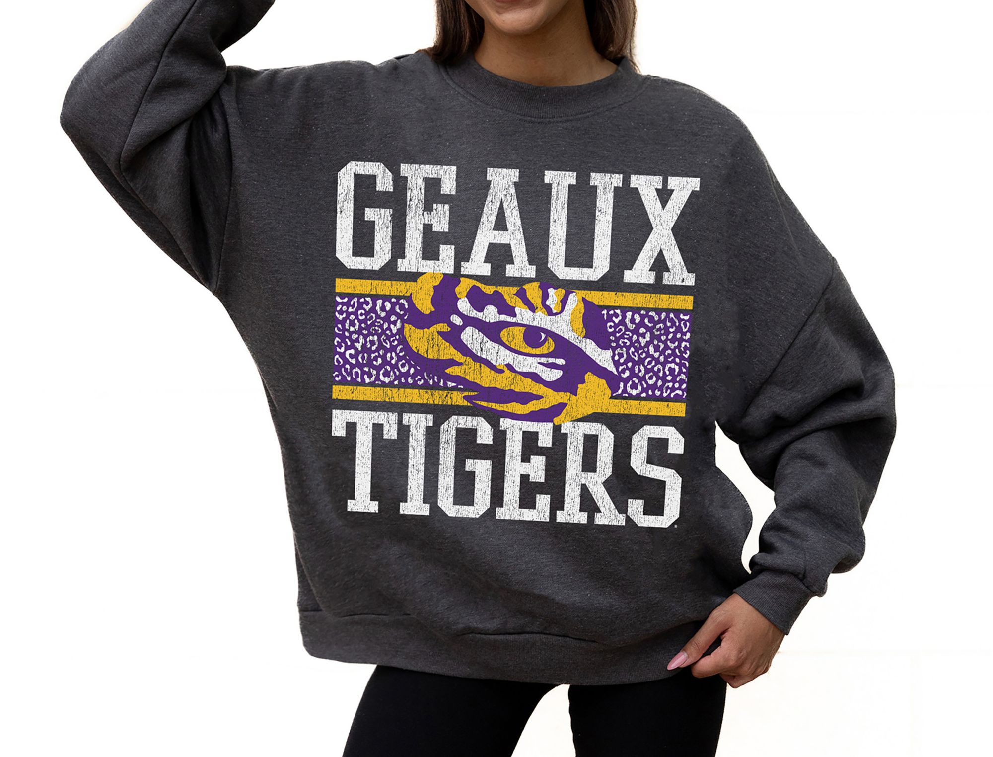 Gameday Couture Women's LSU Tigers Charcoal Fleece Crewneck Sweatshirt