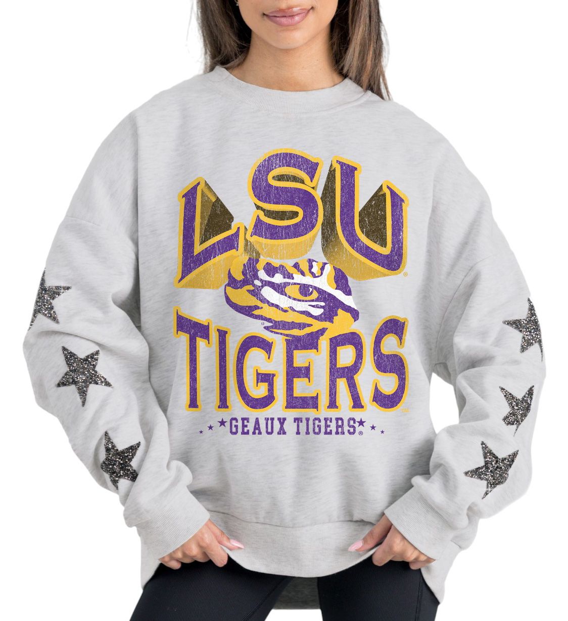 Gameday Couture Women's LSU Tigers Ash Star Crewneck Sweatshirt