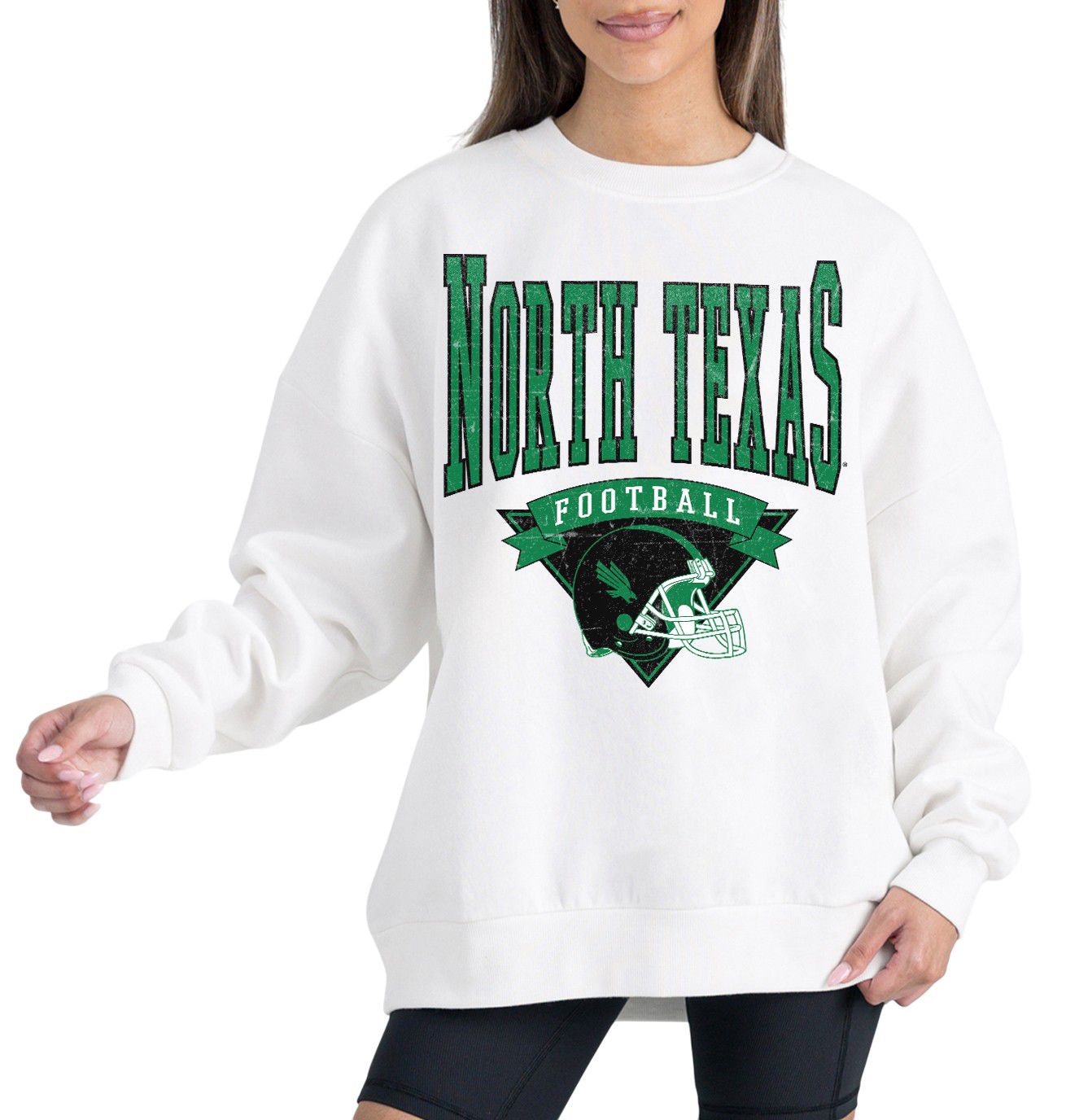 Gameday Couture Women's North Texas Mean Green White Football Crewneck Sweatshirt