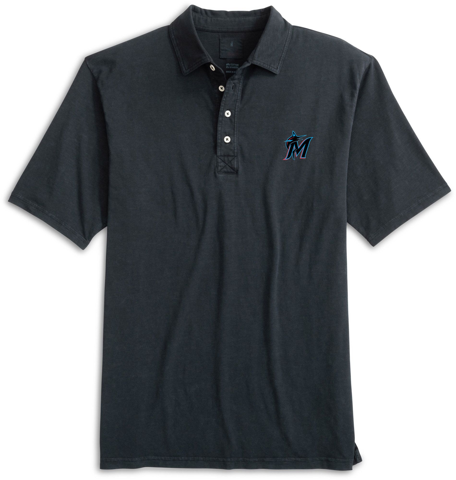 Johnnie-O Men's Miami Marlins Black Coastal Wash Polo