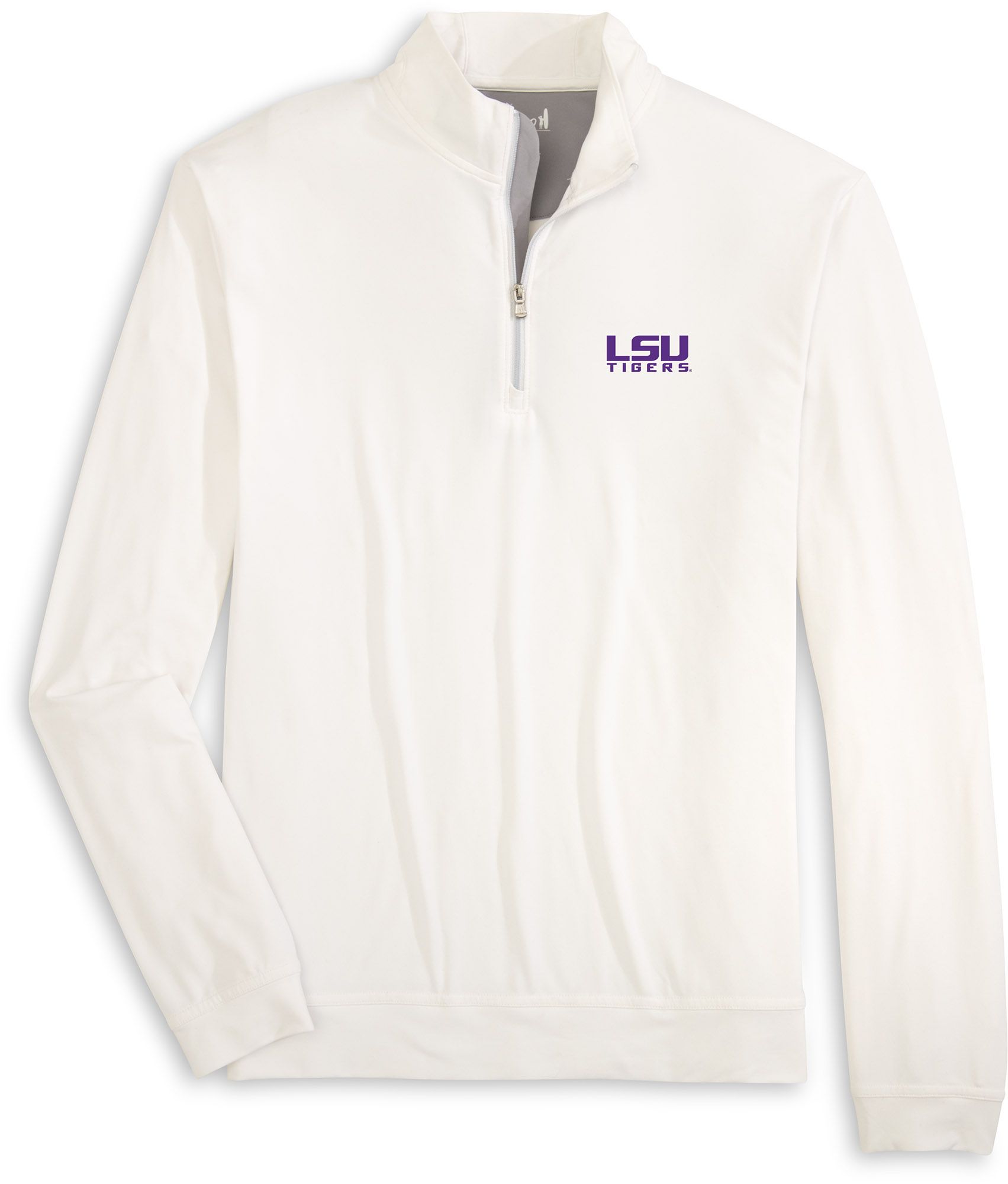Johnnie-O Men's LSU Tigers White Motion 1/4 Zip Performance Pullover