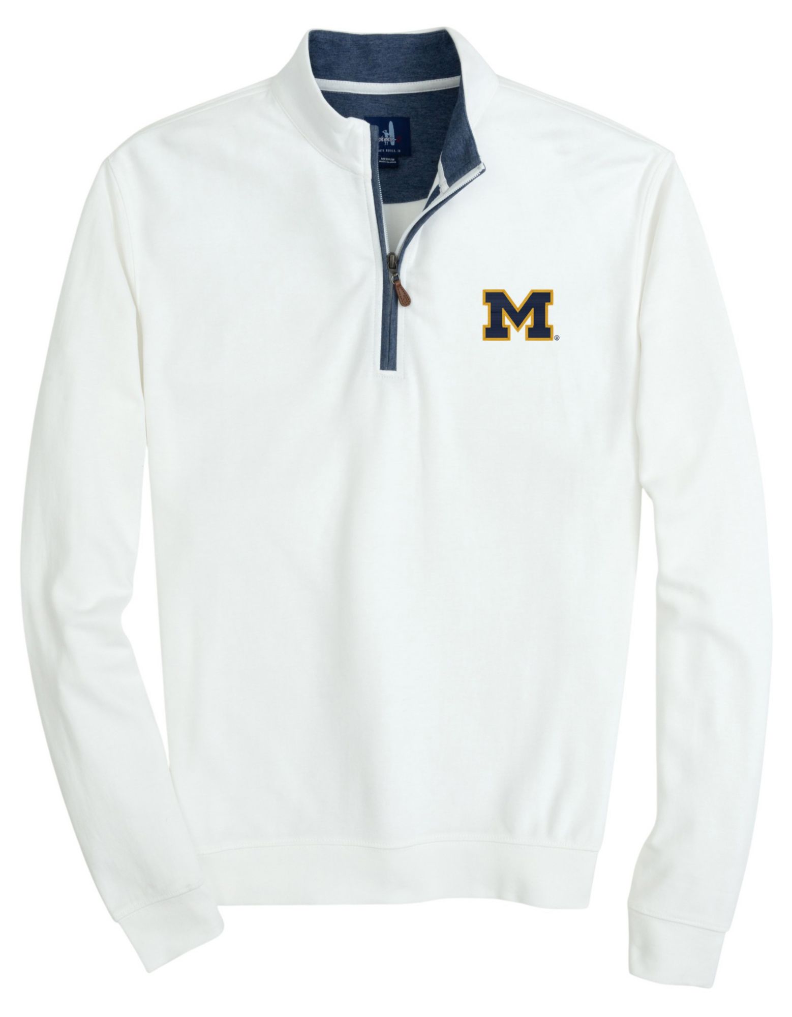 Johnnie-O Men's Michigan Wolverines White Sully 1/4 Zip Pullover