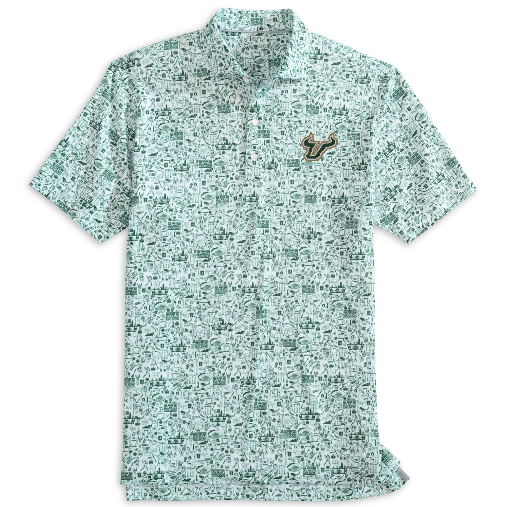 Johnnie-O Men's South Florida Bulls Green Tailgater Performance Polo