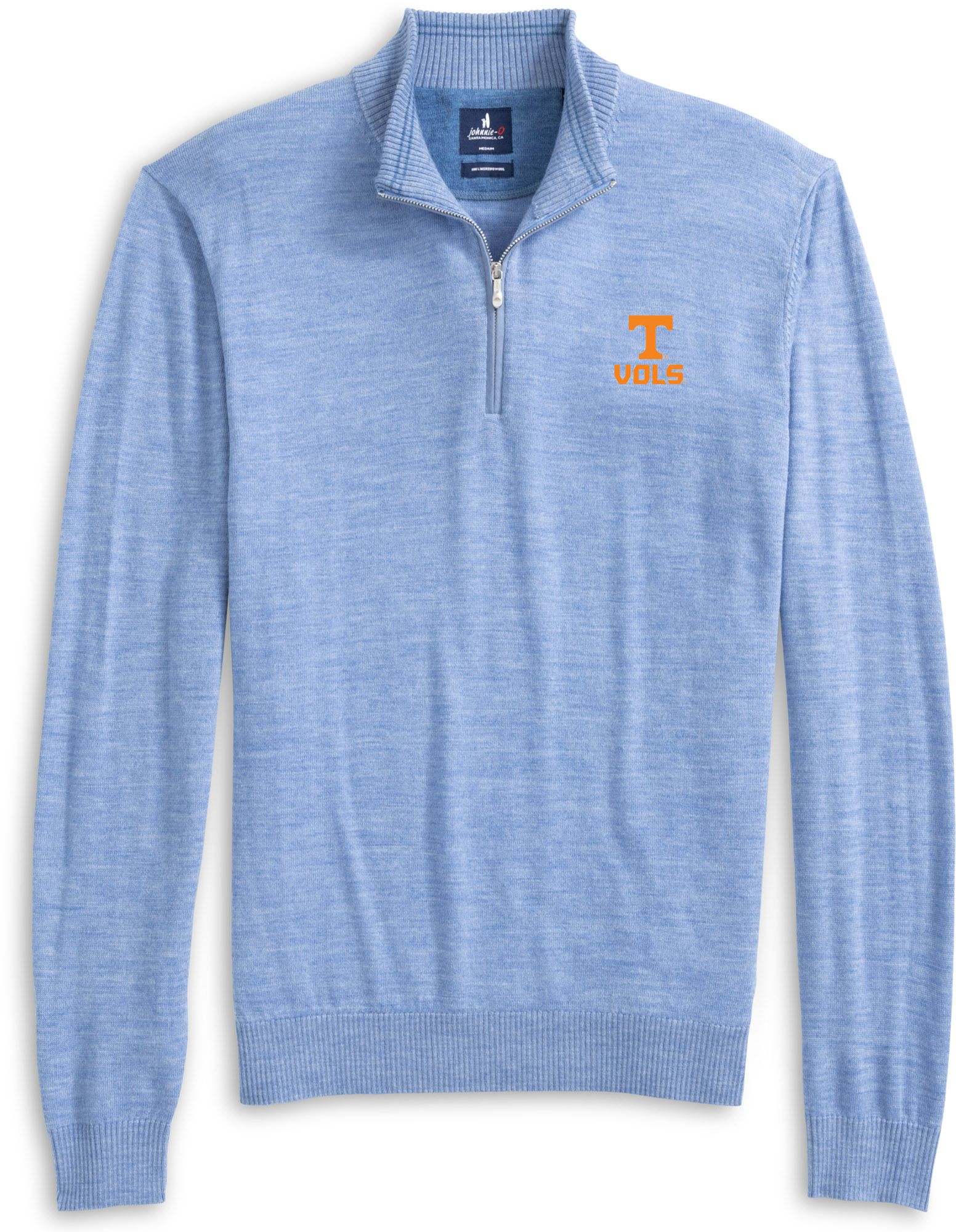 Johnnie-O Men's Tennessee Volunteers Blue Raynor Merino 1/4 Zip Sweater