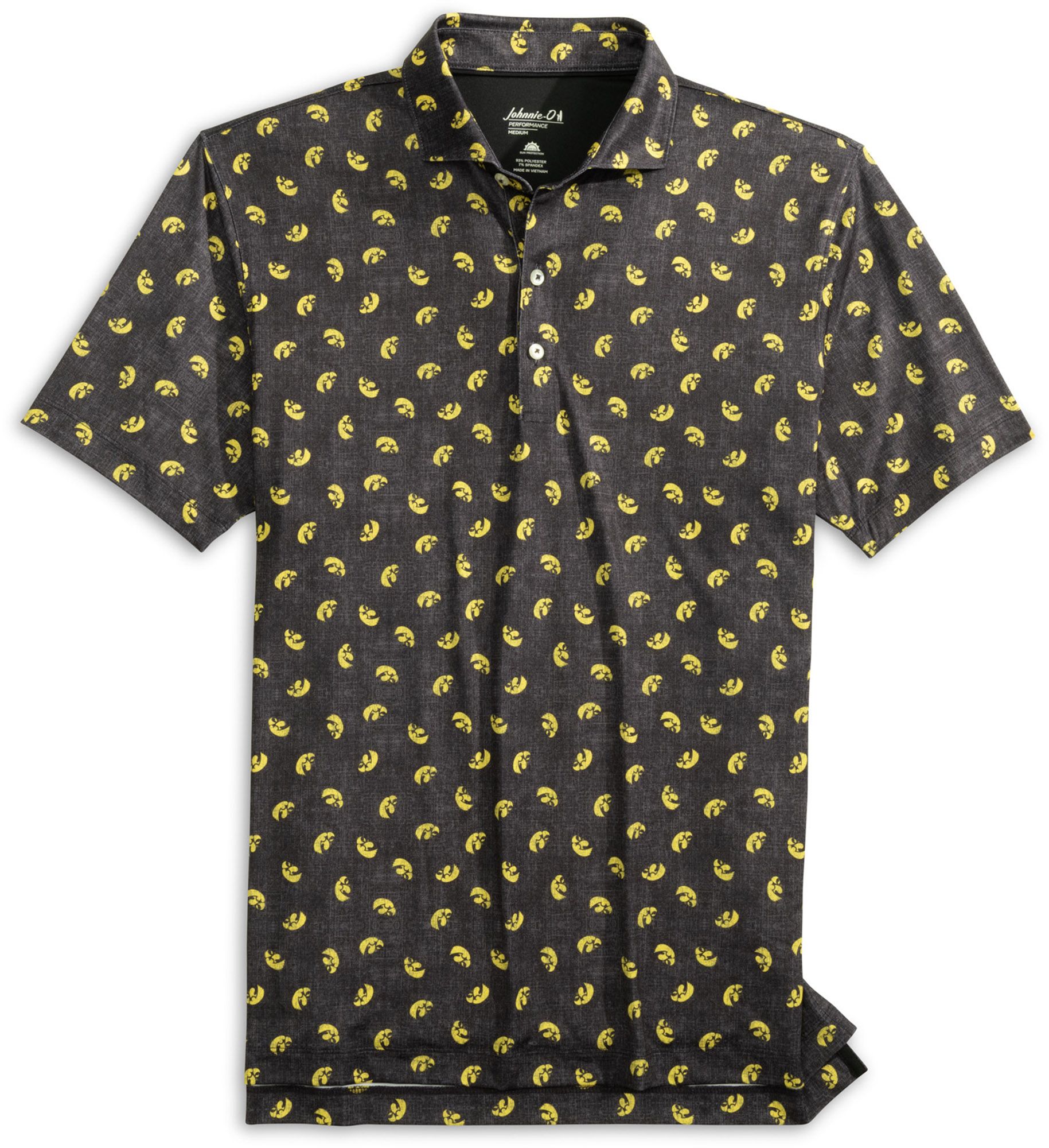 Johnnie-O Men's Iowa Hawkeyes Black Stadium Exeter Performance Polo