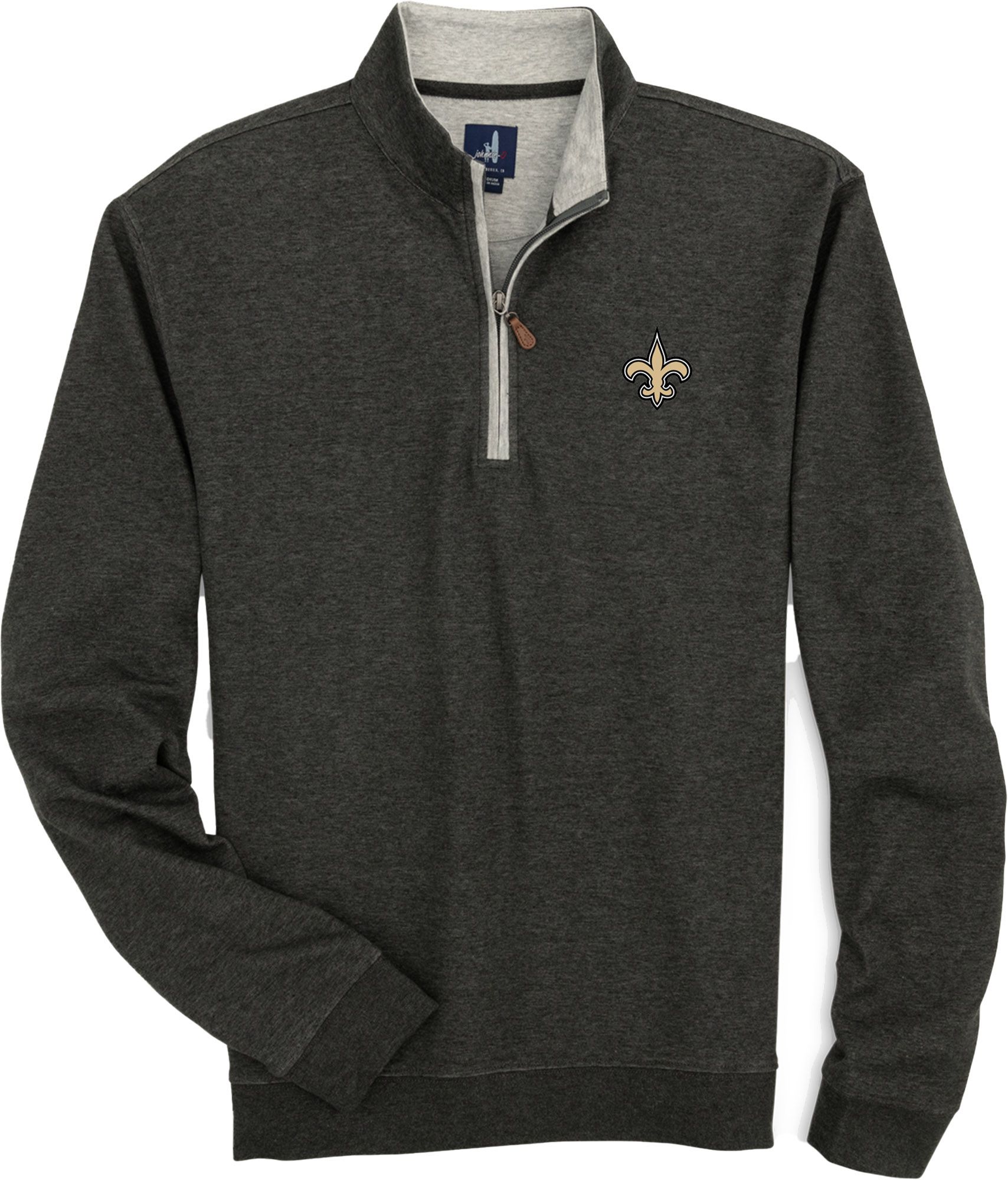 Johnnie-O Men's New Orleans Saints Black Sully 1/4 Zip Pullover
