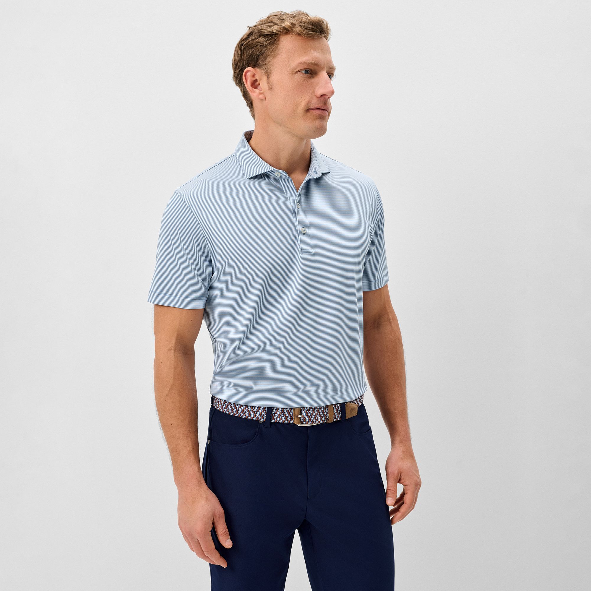 Johnnie-O Men's Lyndonn Stripe Performance Jersey Golf Polo