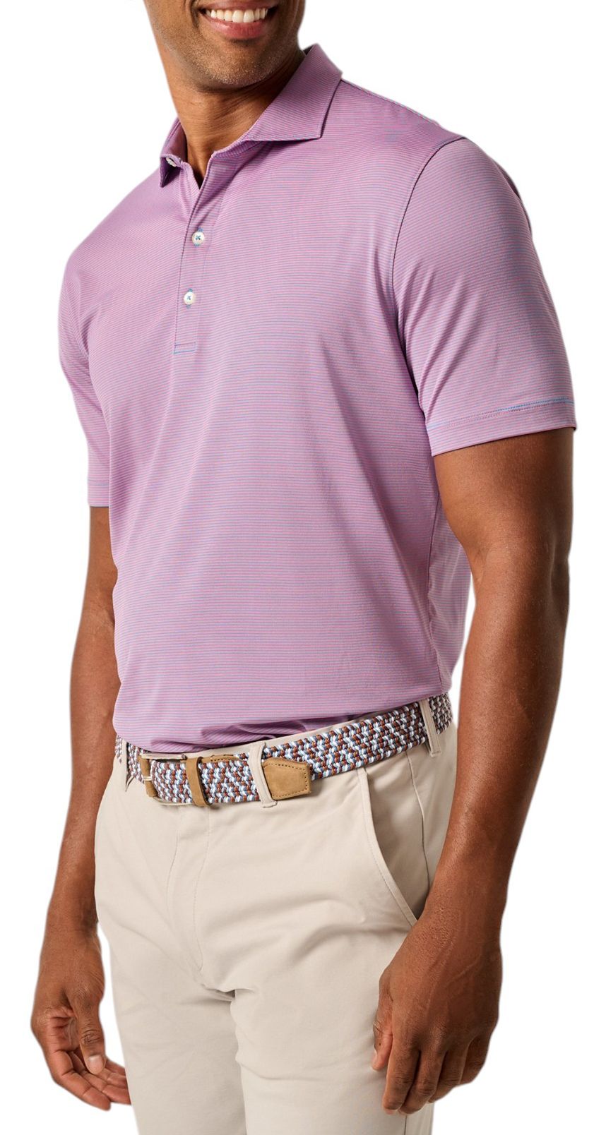 Johnnie-O Men's Lyndonn Stripe Performance Jersey Golf Polo