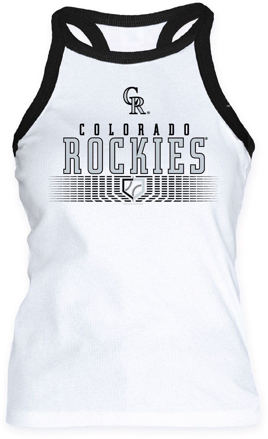 Soft As A Grape Women's Colorado Rockies White Ribbed Tank Top