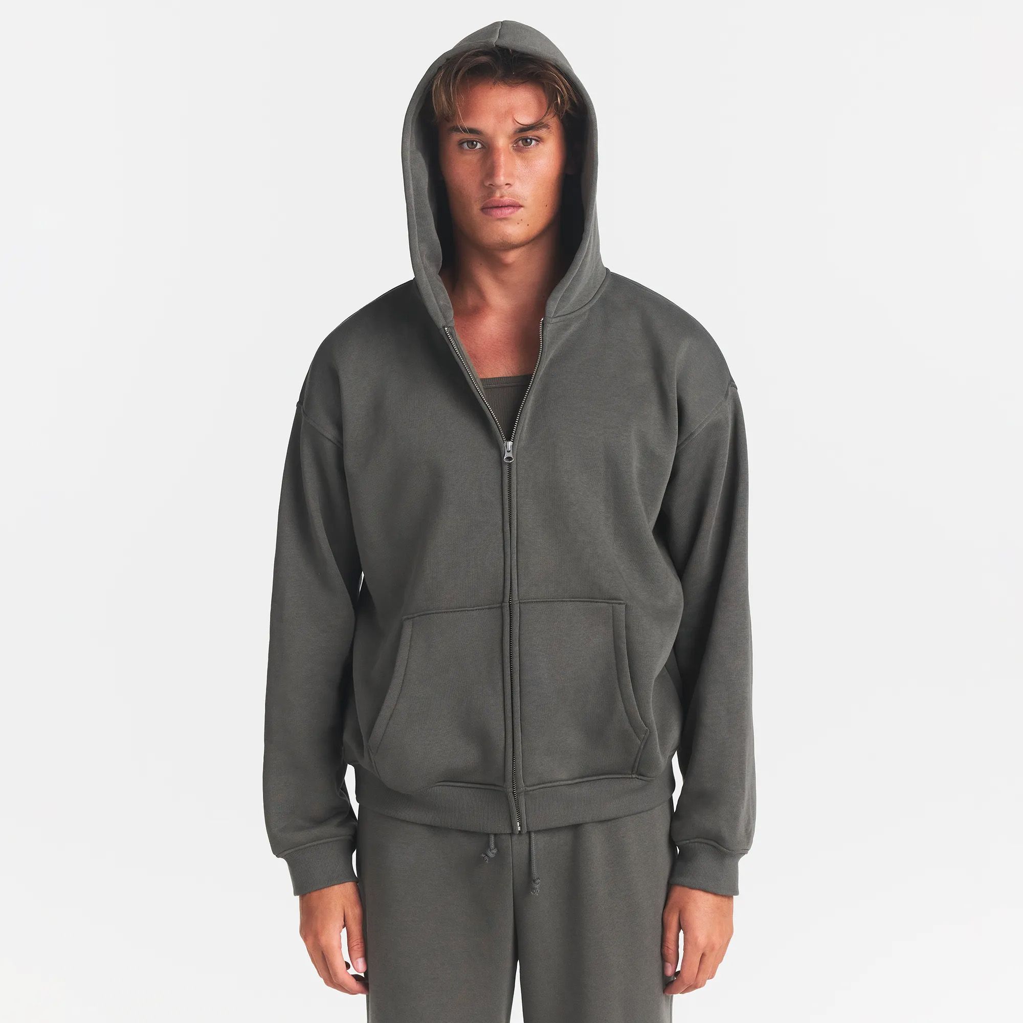 SKIMS Men's Fleece Lounge Zip Up Hoodie