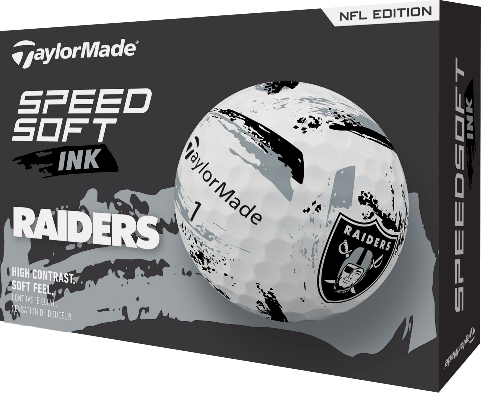 TaylorMade 2025 SpeedSoft Ink Las Vegas Raiders Golf Balls