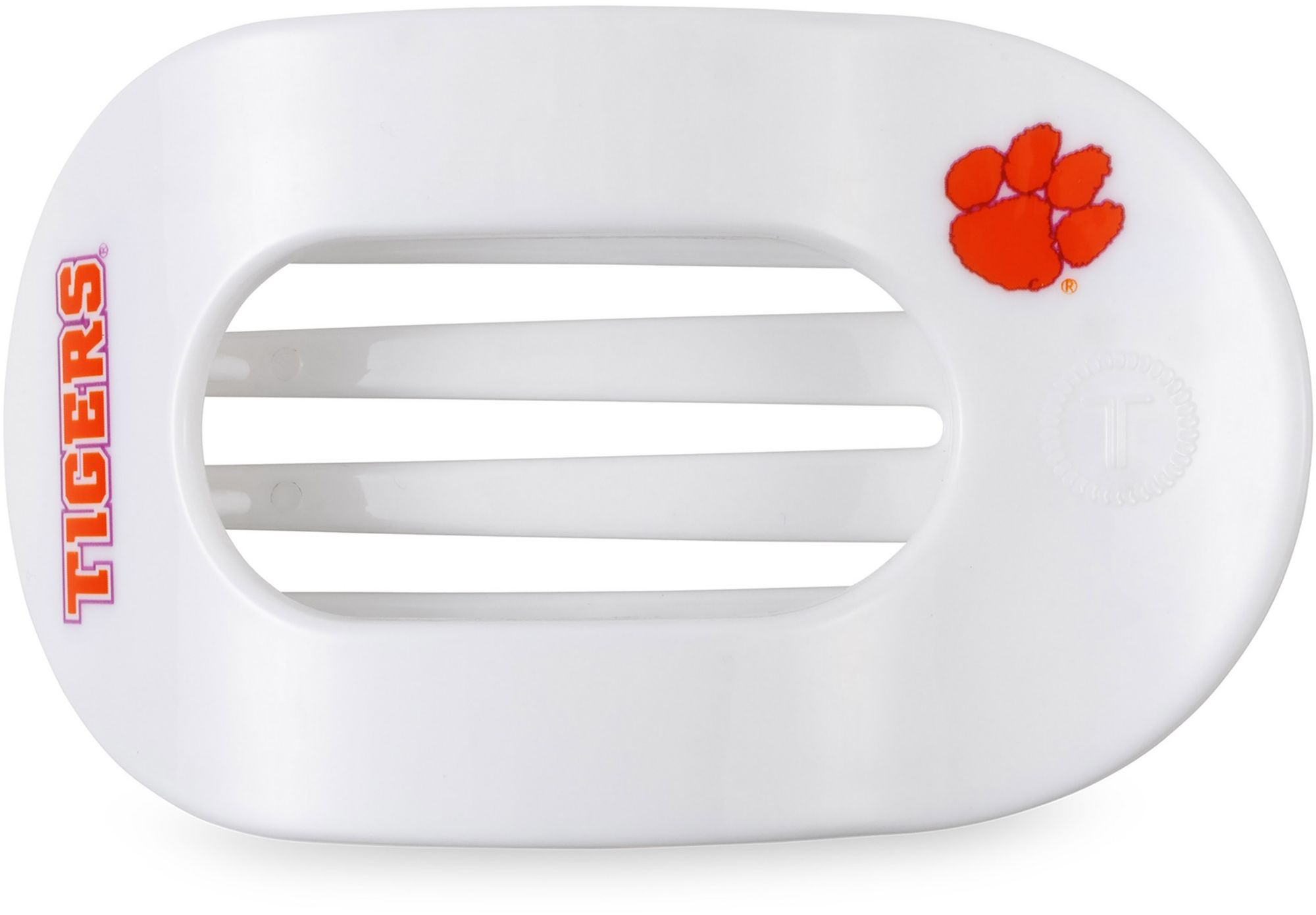 Teleties Women's Clemson Tigers White Large Flat Clip