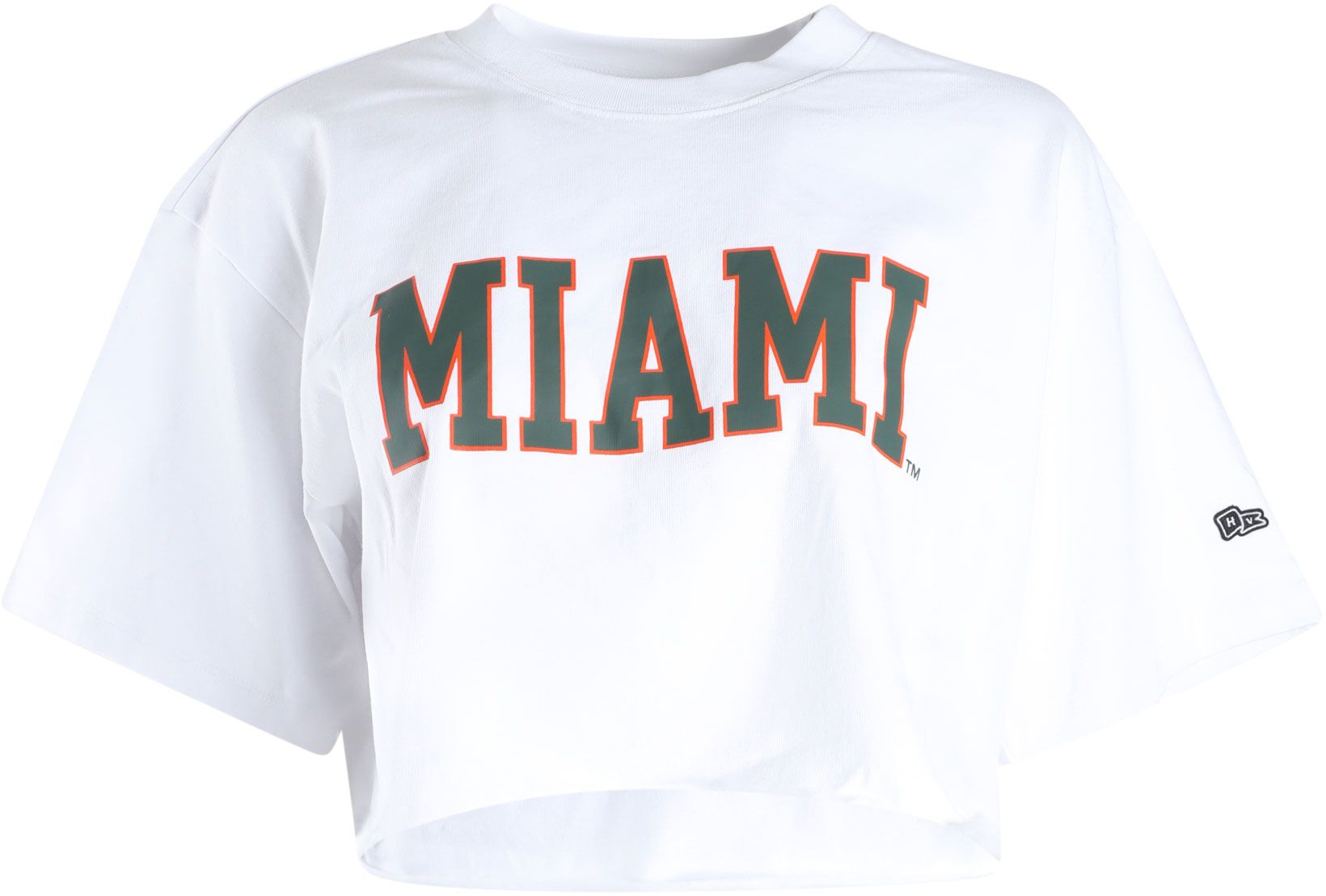 Hype and Vice Women's Miami Hurricanes White Track Top T-Shirt