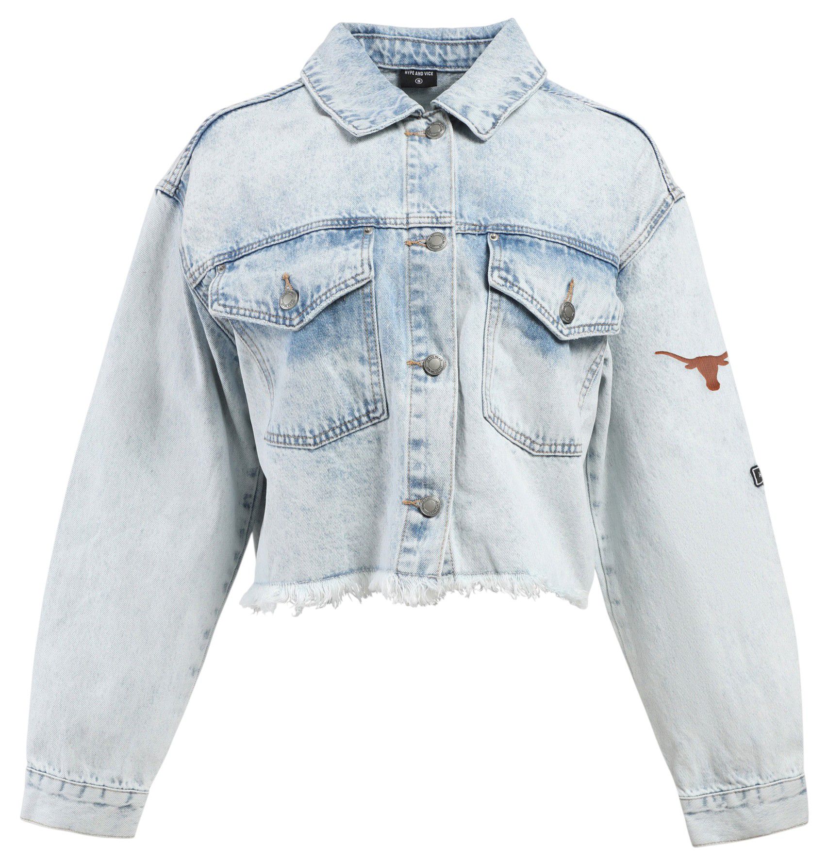 Hype and Vice Women's Texas Longhorns Blue Jean Jacket