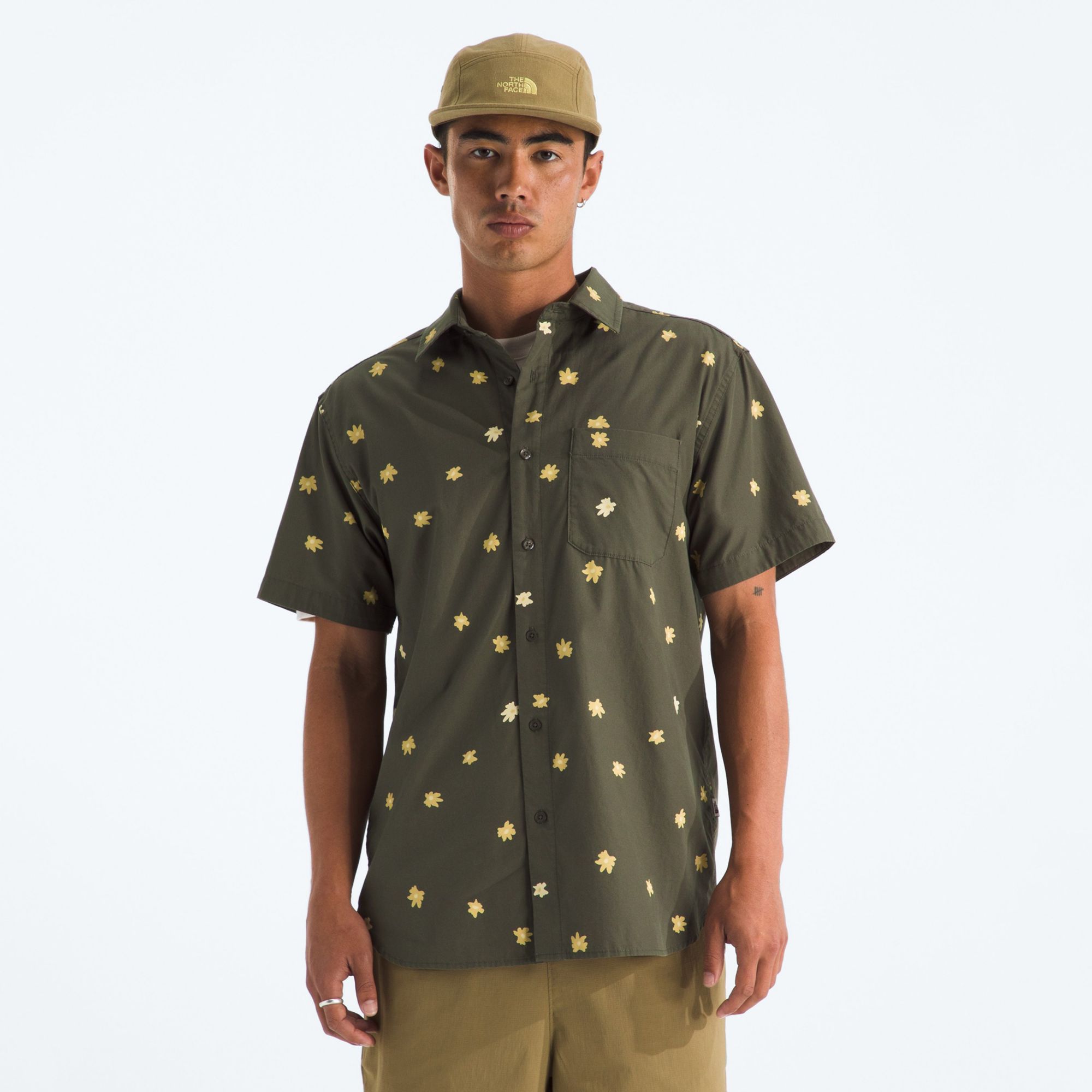 New Taupe Green Simple Floral Print