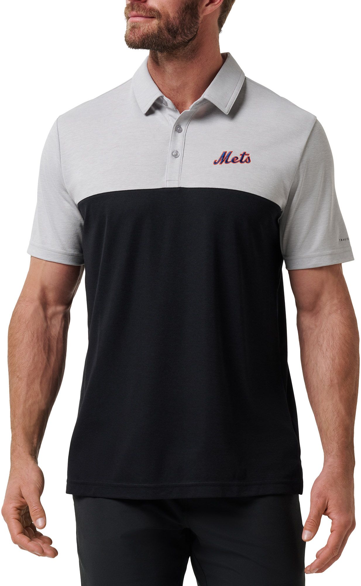 TravisMathew Adult New York Mets Home Run Heather Grey Polo