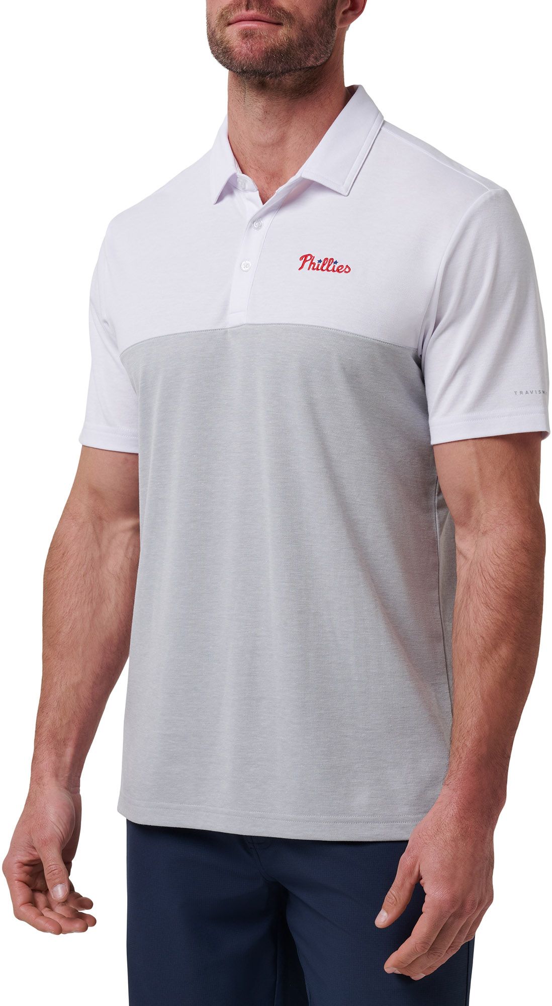 TravisMathew Adult Philadelphia Phillies Home Run Heather Grey Polo