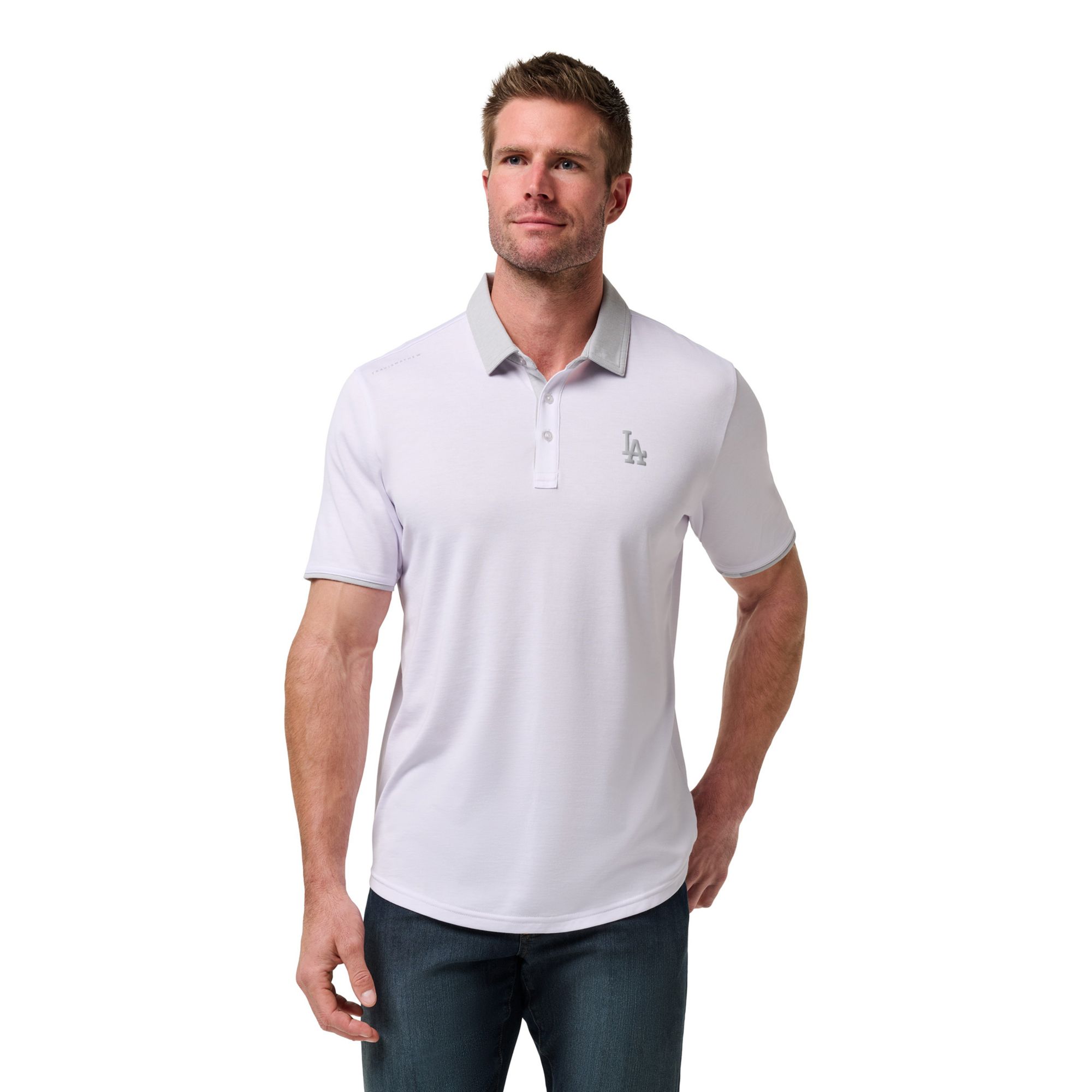 TravisMathew Men's Los Angeles Dodgers White Vibes Polo
