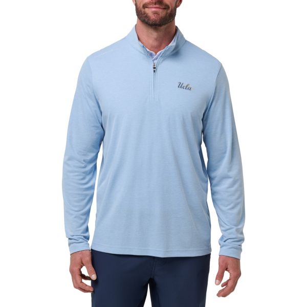 TravisMathew Men's UCLA Bruins Heather Blue 'Time to Tailgate' Quarter-Zip Pullover Jacket