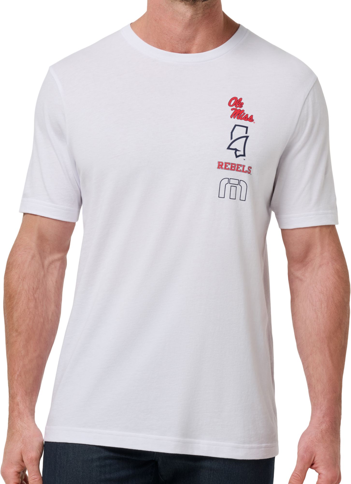 TravisMathew Men's Ole Miss Rebels White Playoffs Short Sleeve T-Shirt