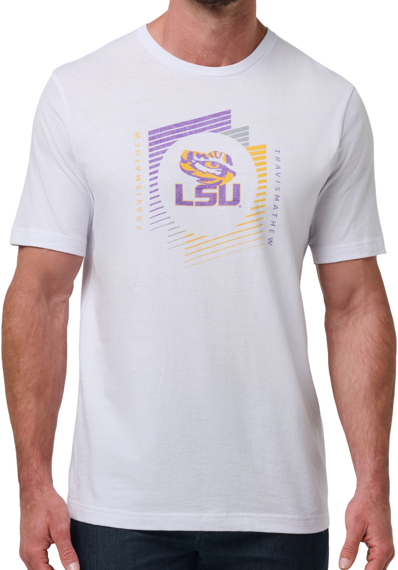 TravisMathew Men's LSU Tigers White Underdogs Short Sleeve T-Shirt