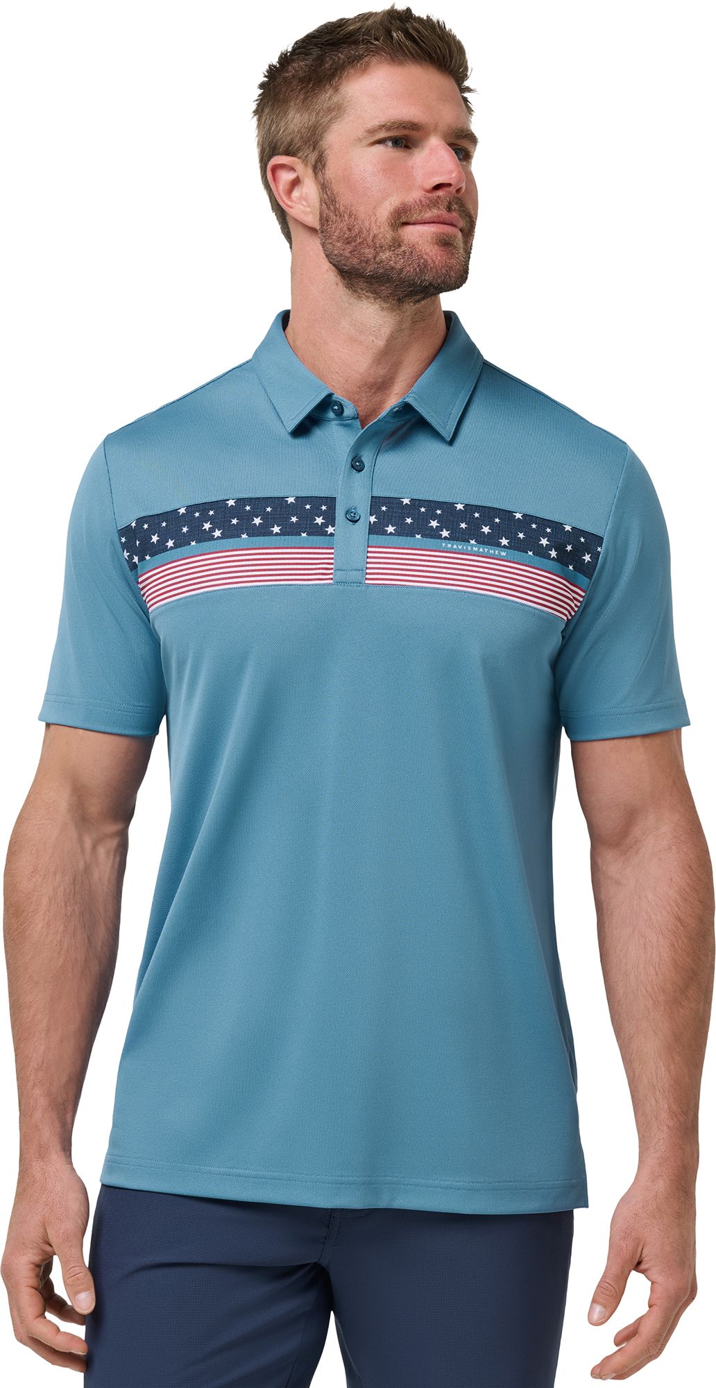 TravisMathew Men's Good Good Patriot Golf Polo