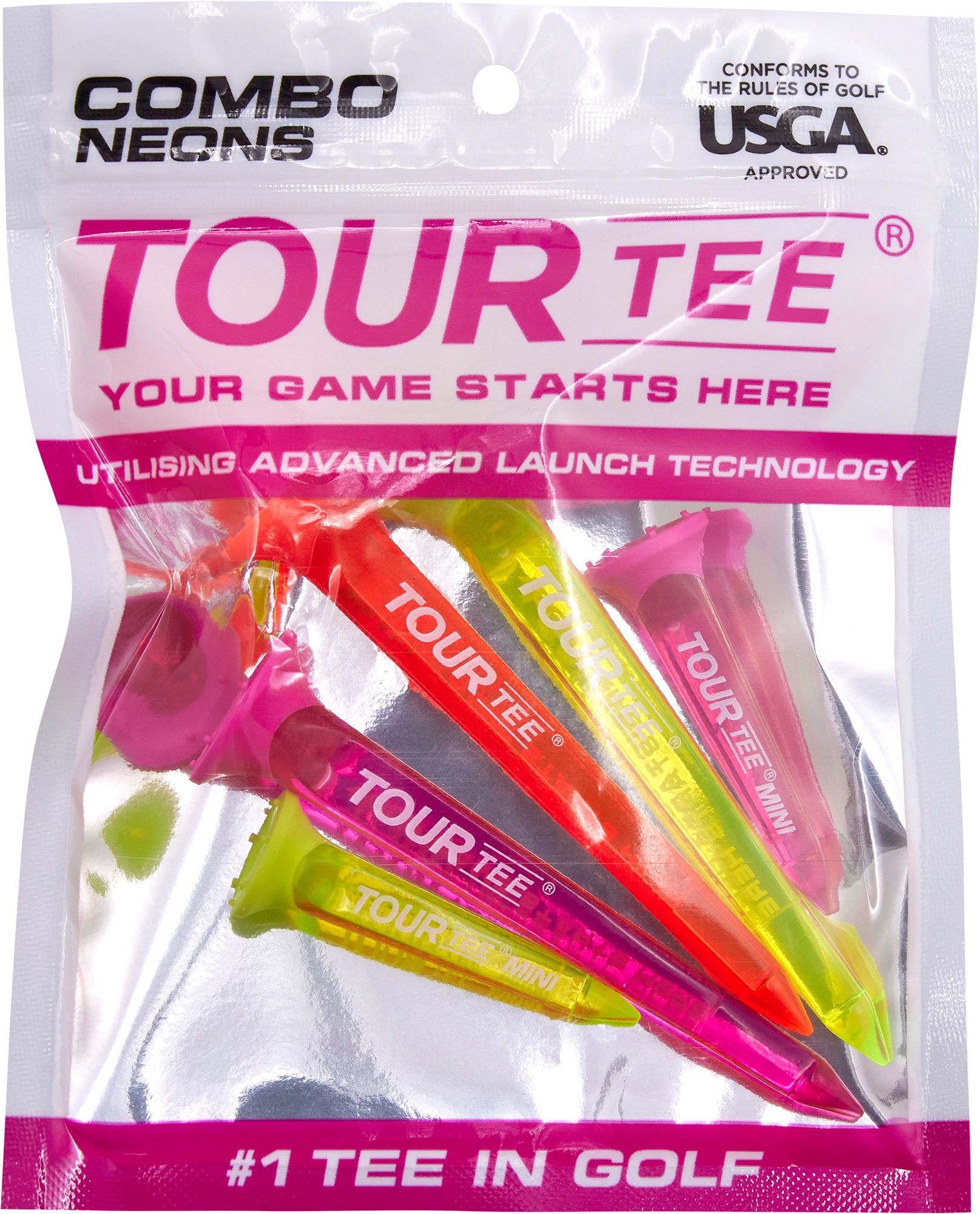 Tour Tee Combo Neon Golf Tees - 5-Pack