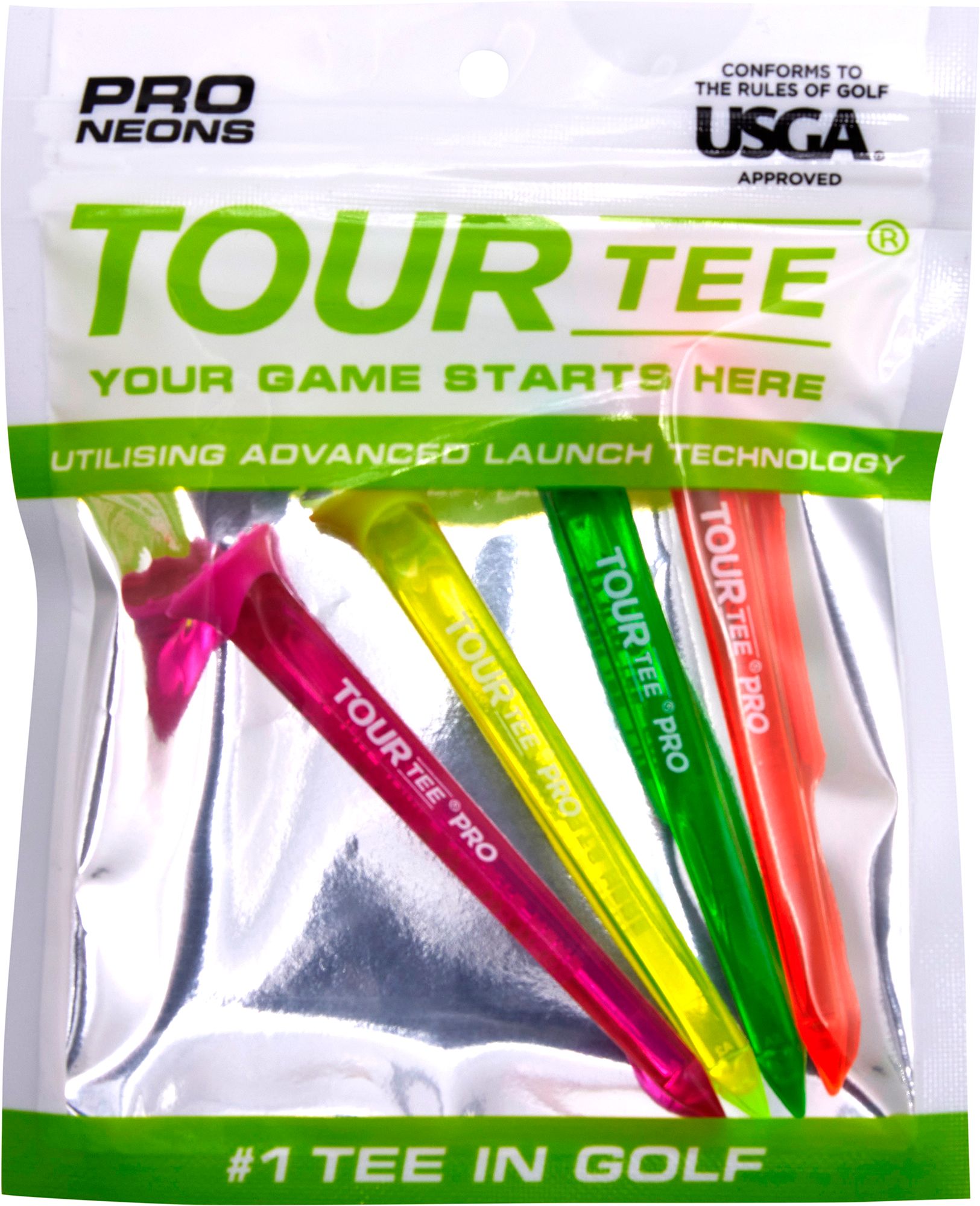 Tour Tee Pro Neon Golf Tees - 4-Pack