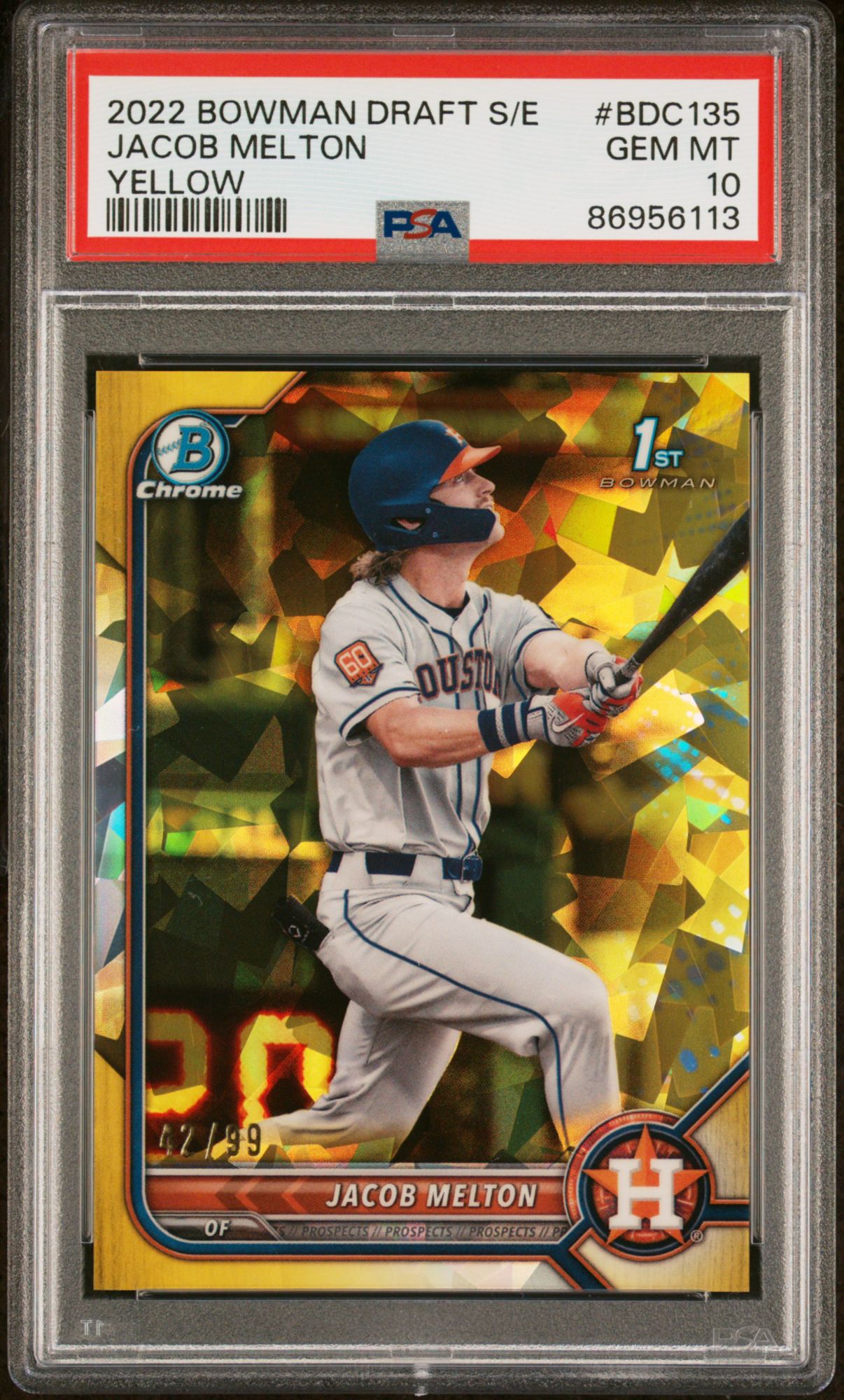2022 Bowman Draft Chrome Sapphire Edition 135 Jacob Melton Yellow PSA 10