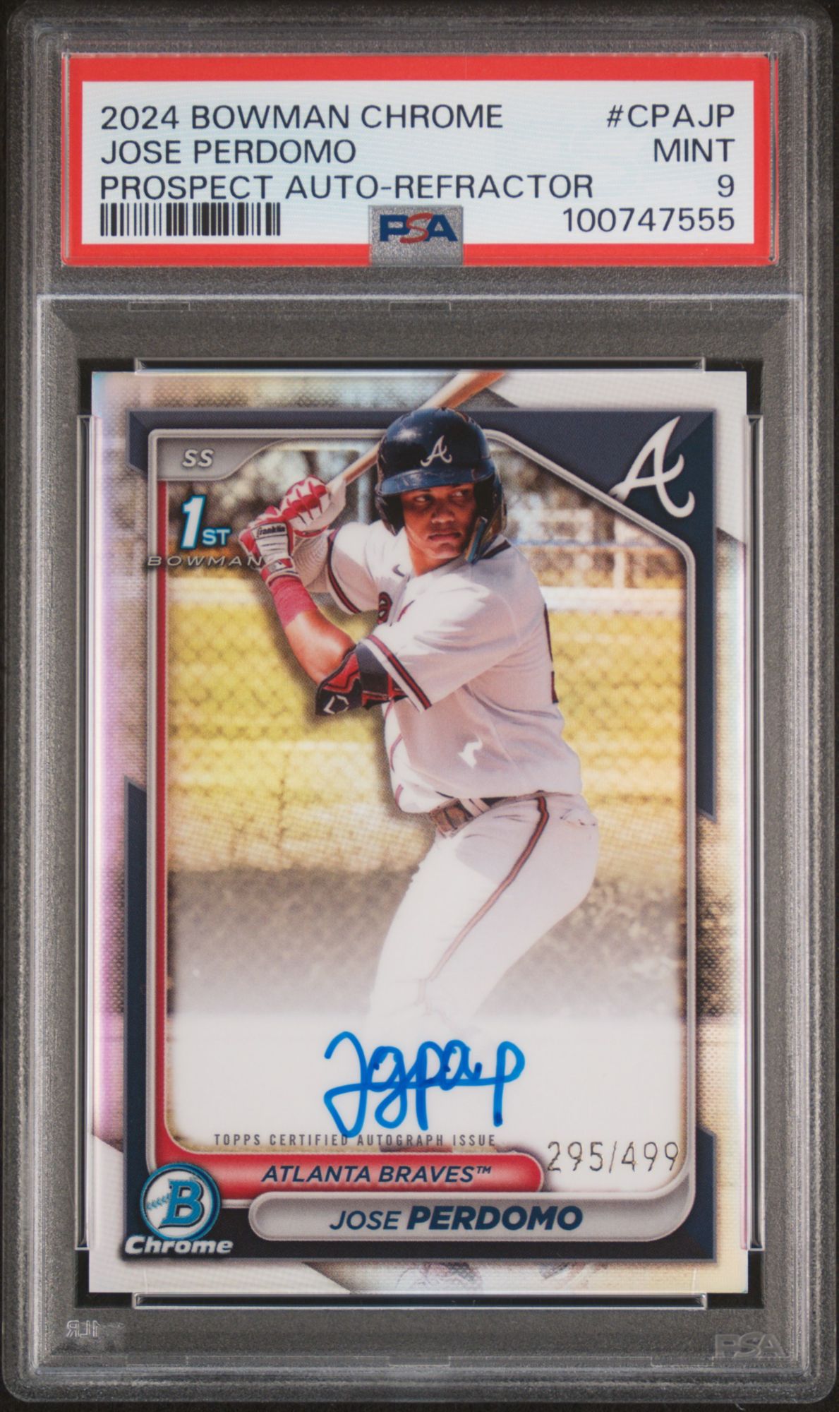 2024 Bowman Chrome Prospect Autographs Jose Perdomo Refractor PSA 9