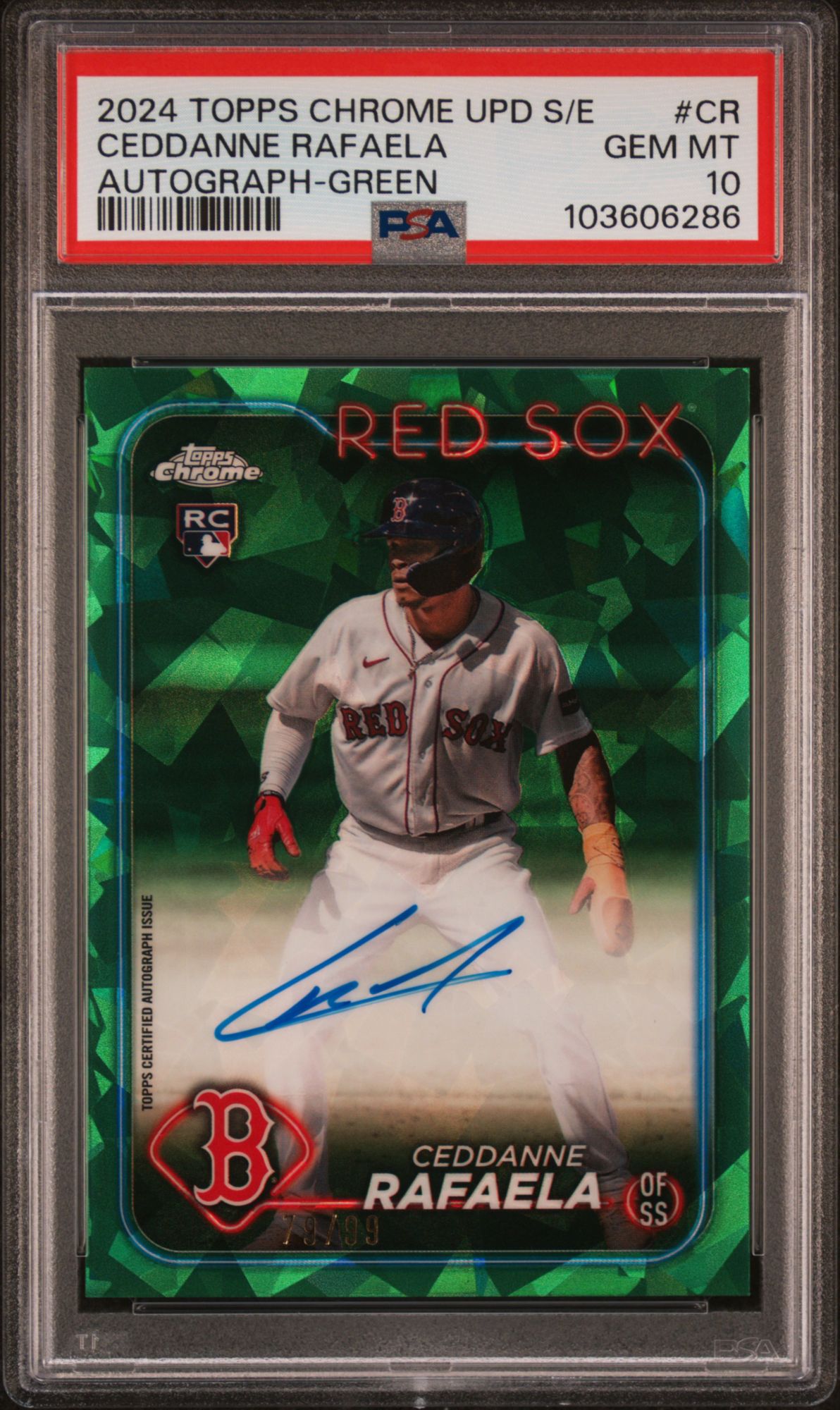 2024 Topps Chrome Sapphire Update Series Chrome Sapphire Autographs Ceddanne Rafaela Green PSA 10