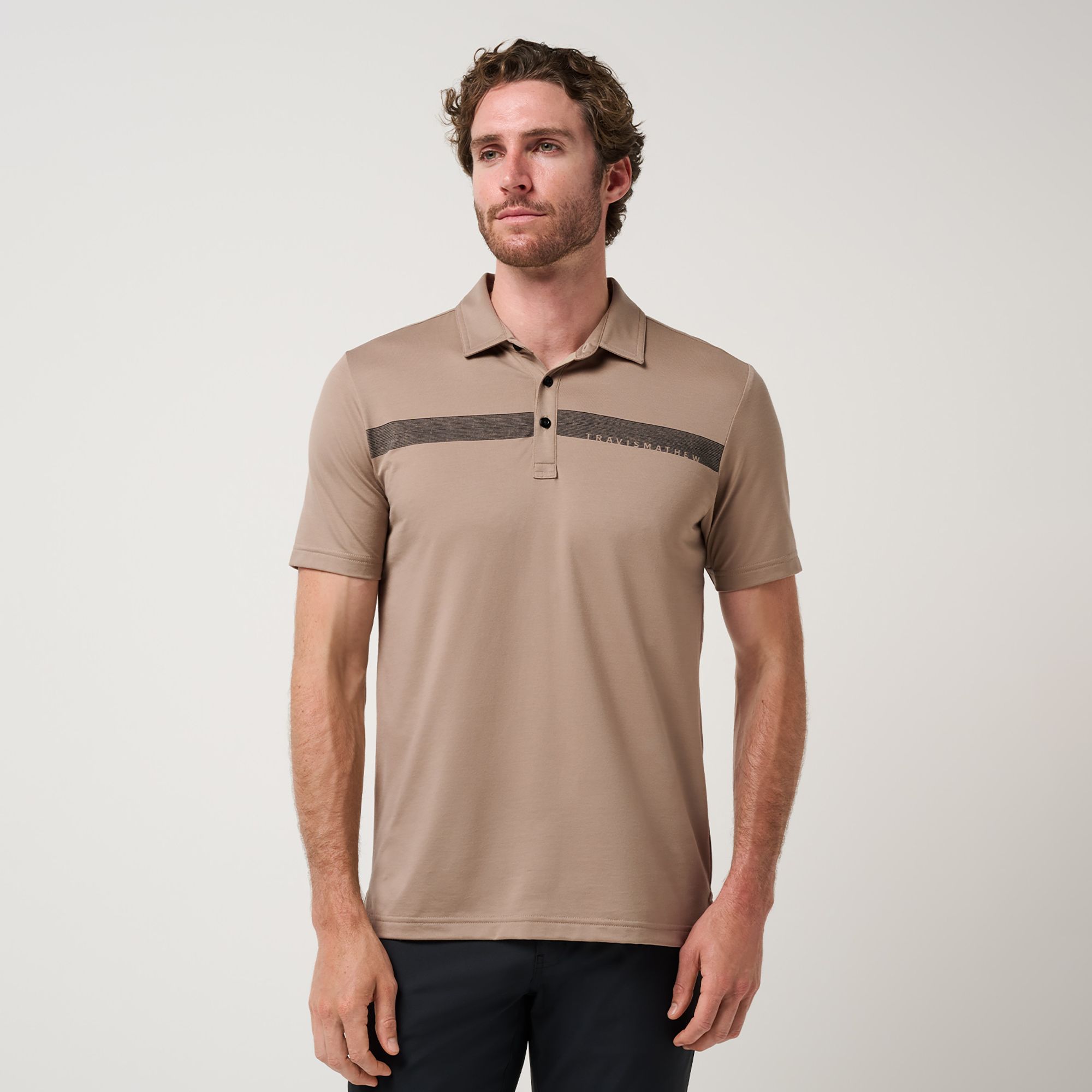 TravisMathew Men's Featherweight Chest Stripe Golf Polo