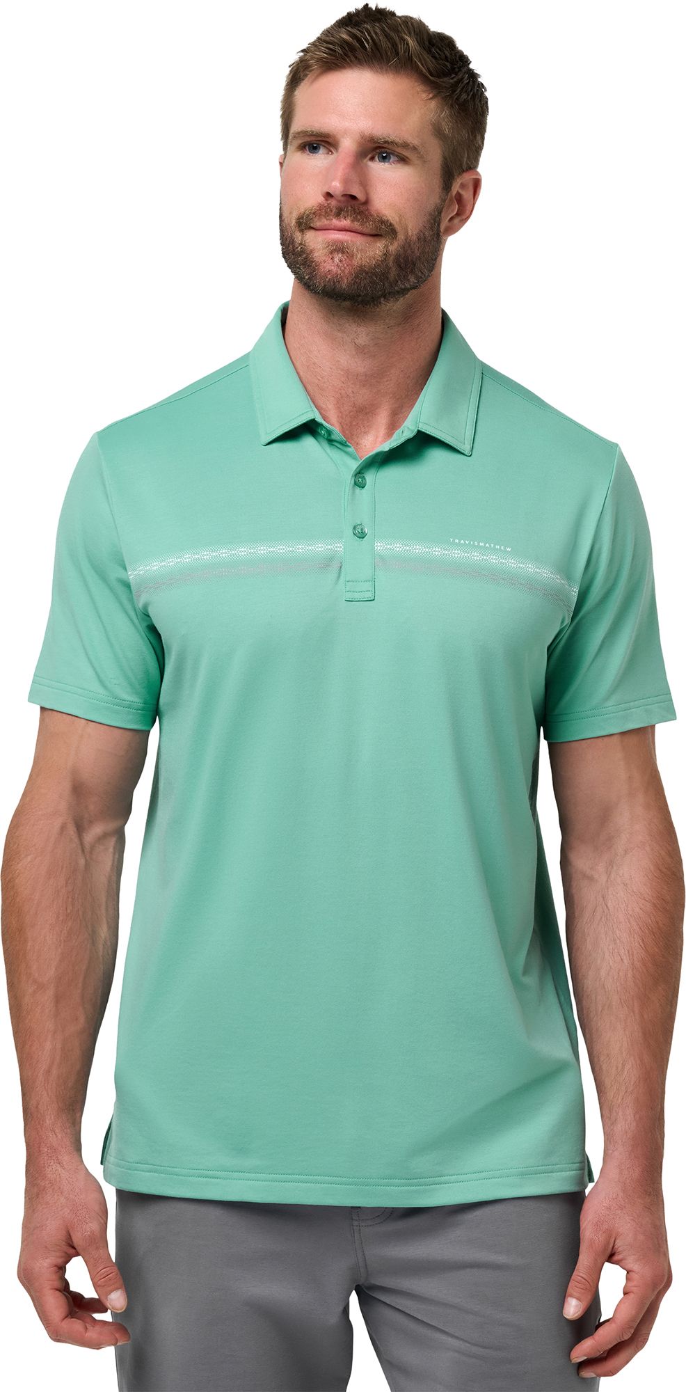 TravisMathew Men's Featherweight Chest Stripe Golf Polo