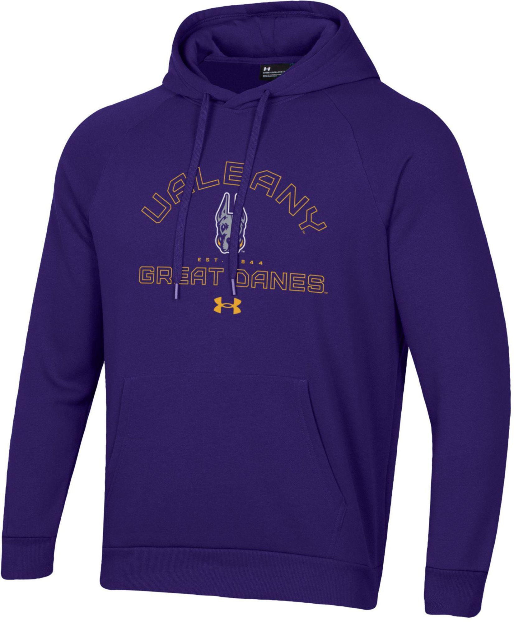 Under Armour Men's Albany Great Danes Purple Rival Fleece Pullover Hoodie