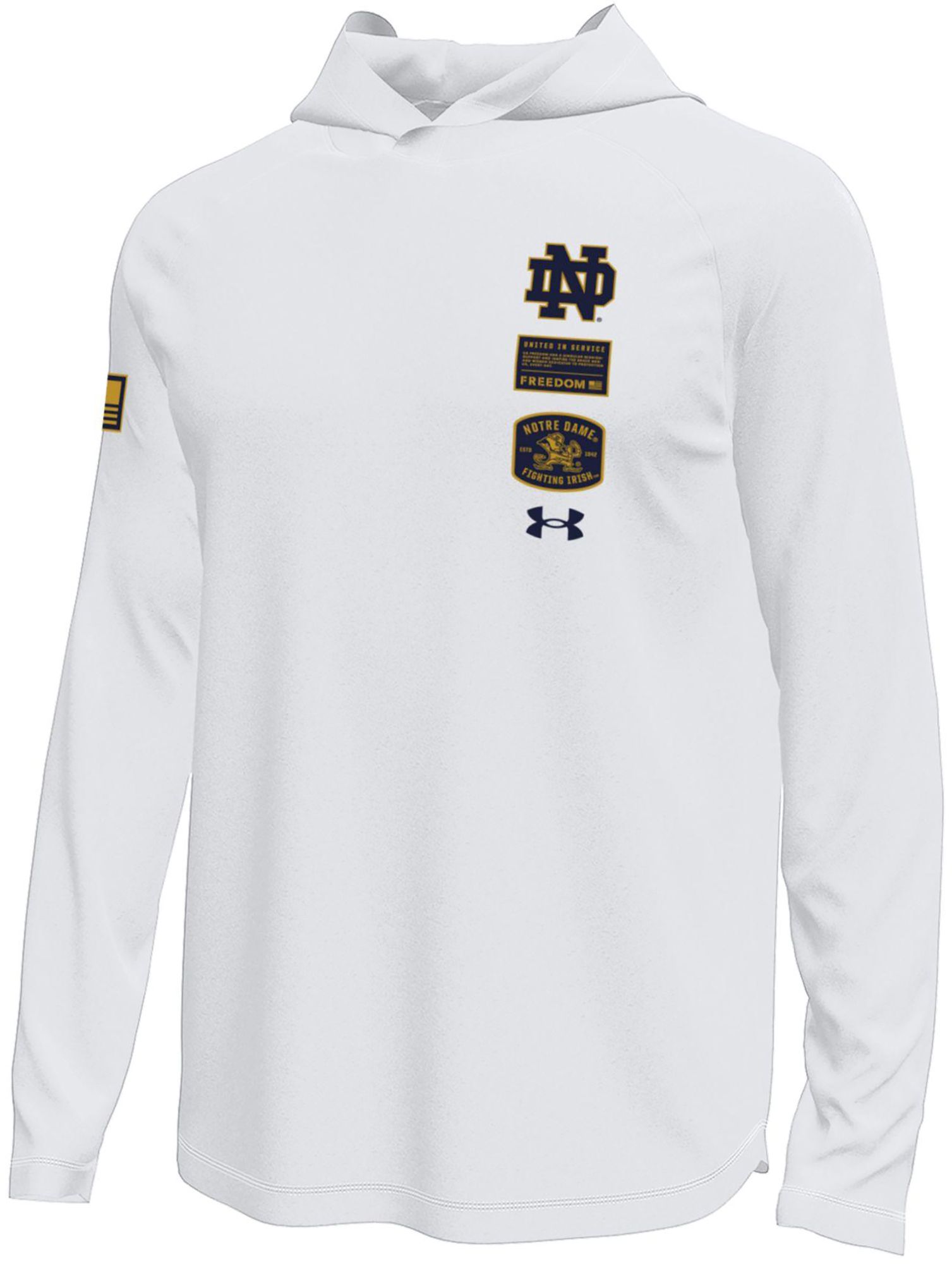 Under Armour Men's Notre Dame Fighting Irish White Freeman Hooded Long Sleeve T-Shirt