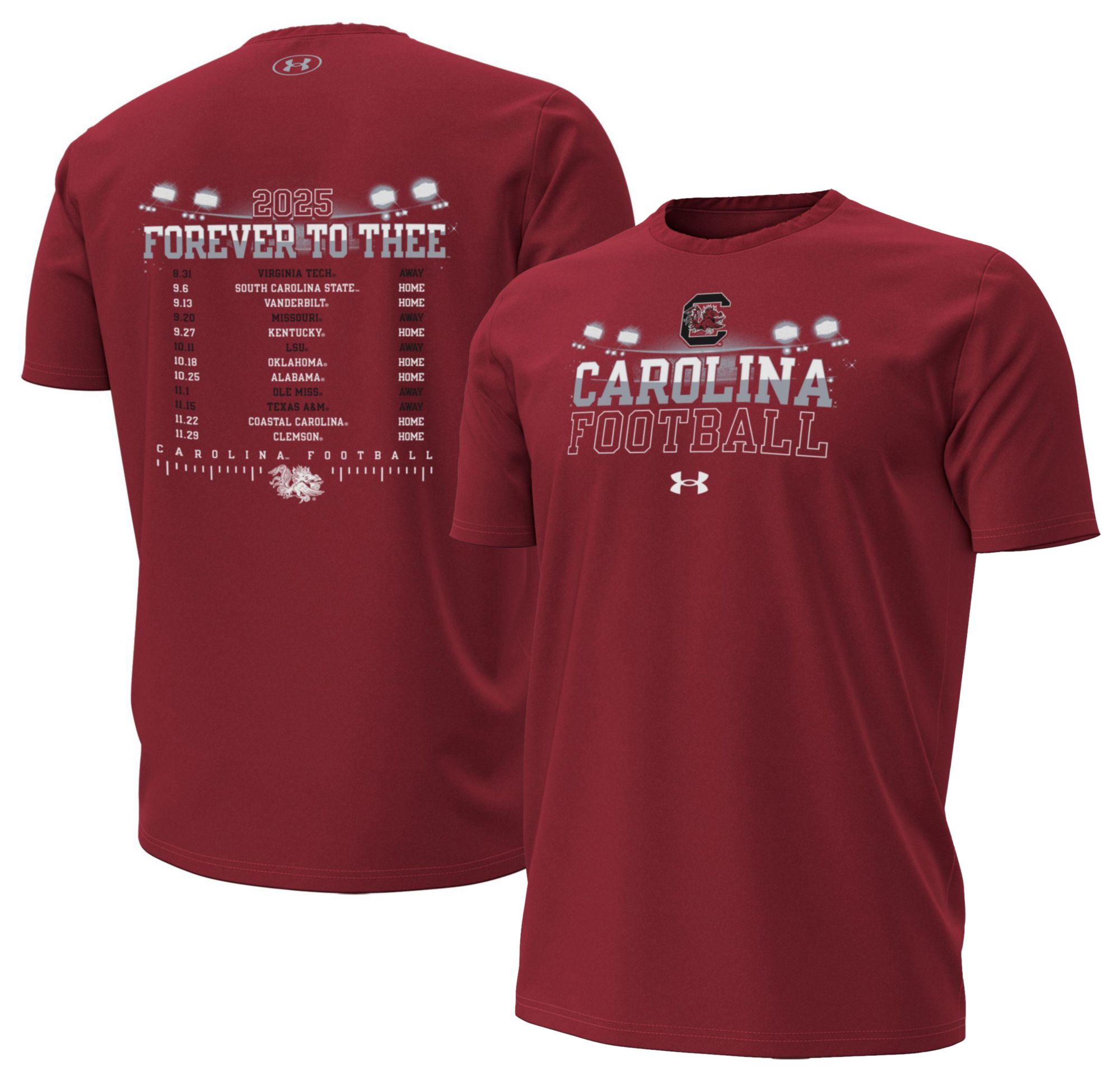 Under Armour Men's South Carolina Gamecocks 2025 Cardinal Football Schedule T-Shirt