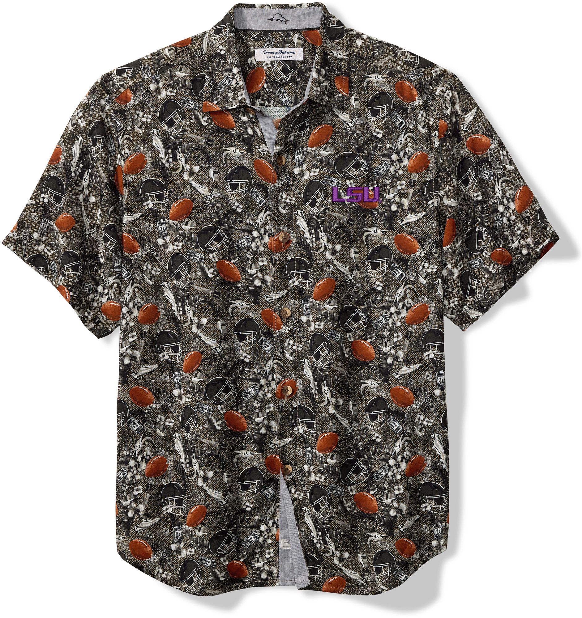 Tommy Bahama Men's LSU Tigers Black Vercruz Cay Turf Short Sleeve Button-Down Shirt